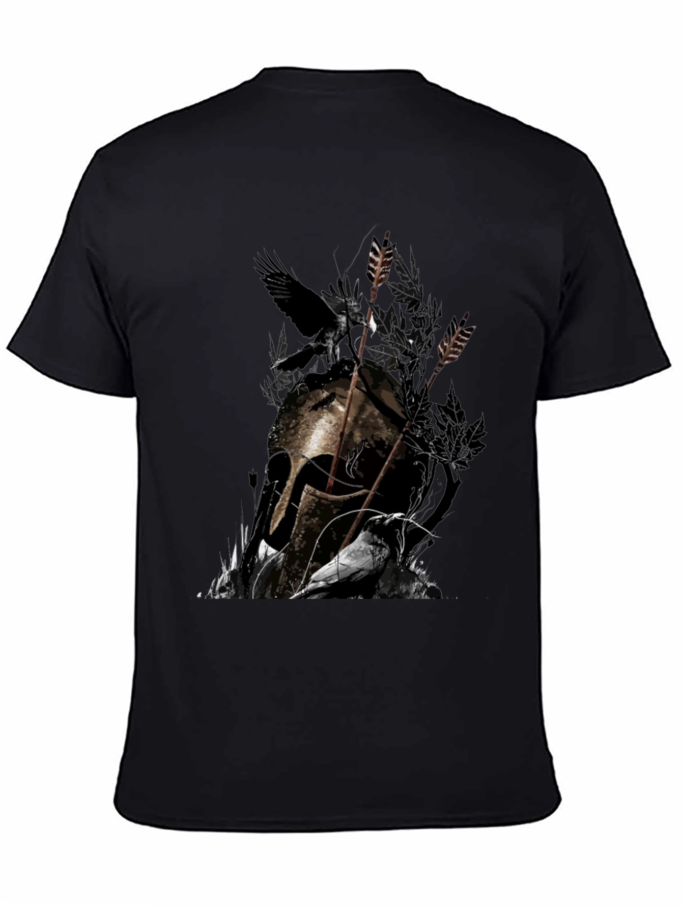 Raven Helmet Graphic Tee - Dark Warrior Design