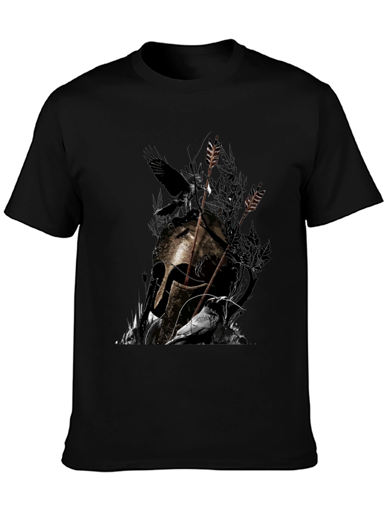Raven Helmet Graphic Tee - Dark Warrior Design