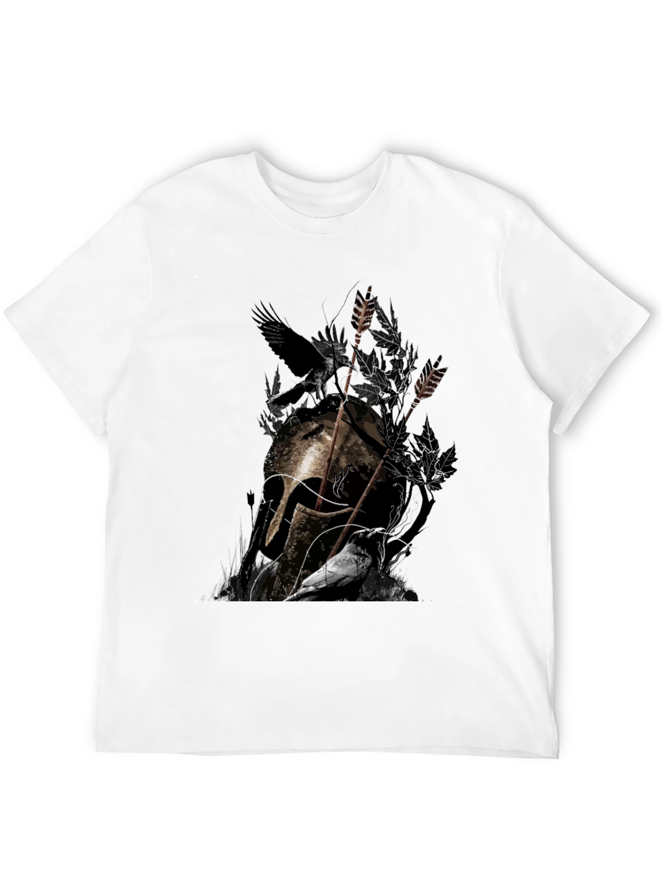 Raven Helmet Graphic Tee - Dark Warrior Design