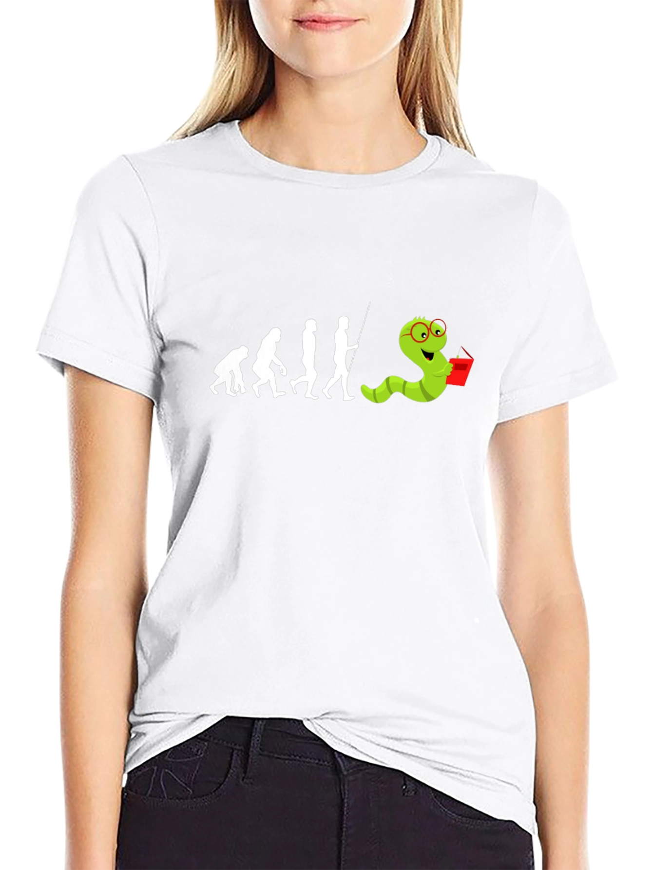 Evolution Worm Reading Book T-Shirt