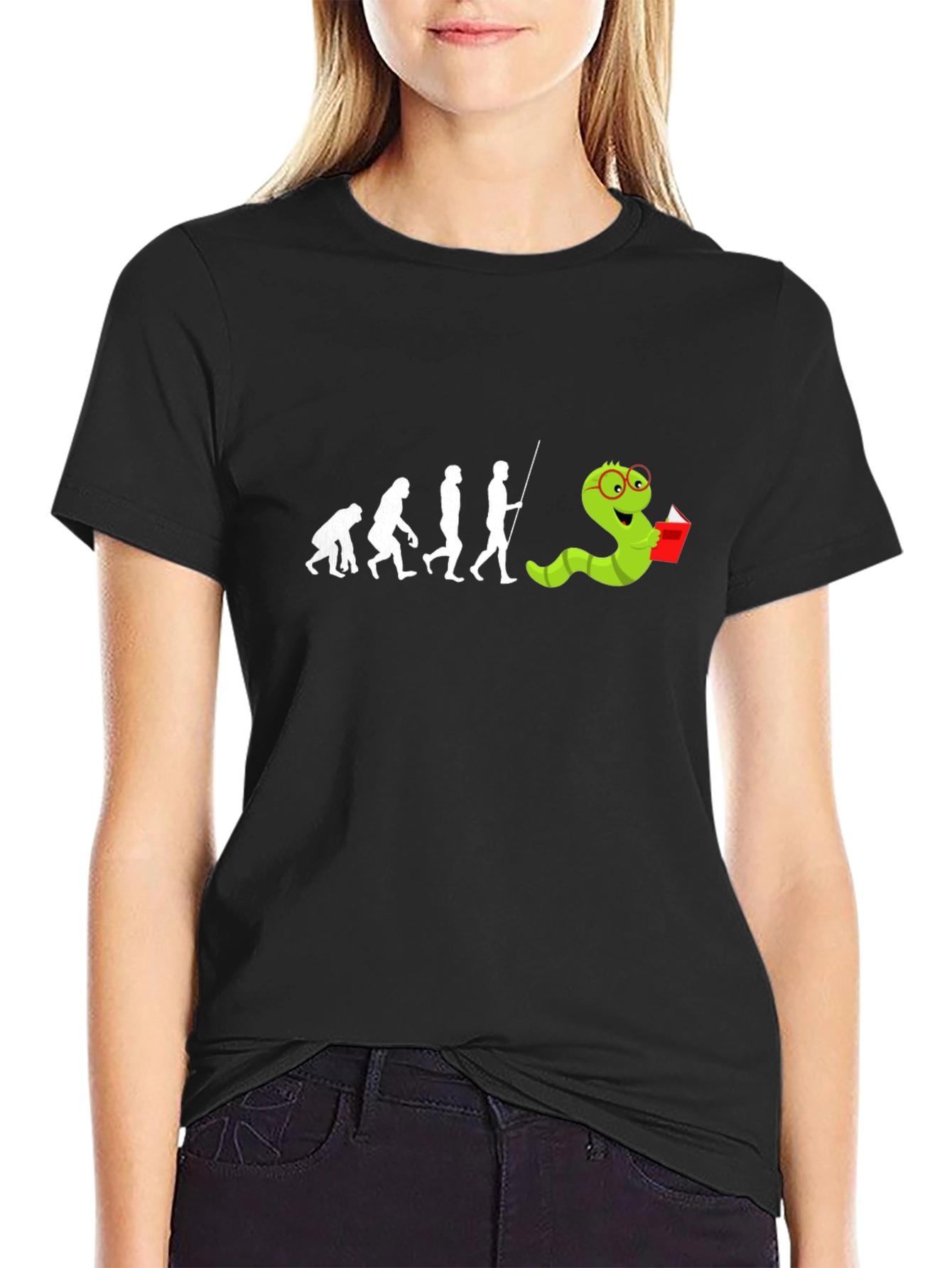 Evolution Worm Reading Book T-Shirt