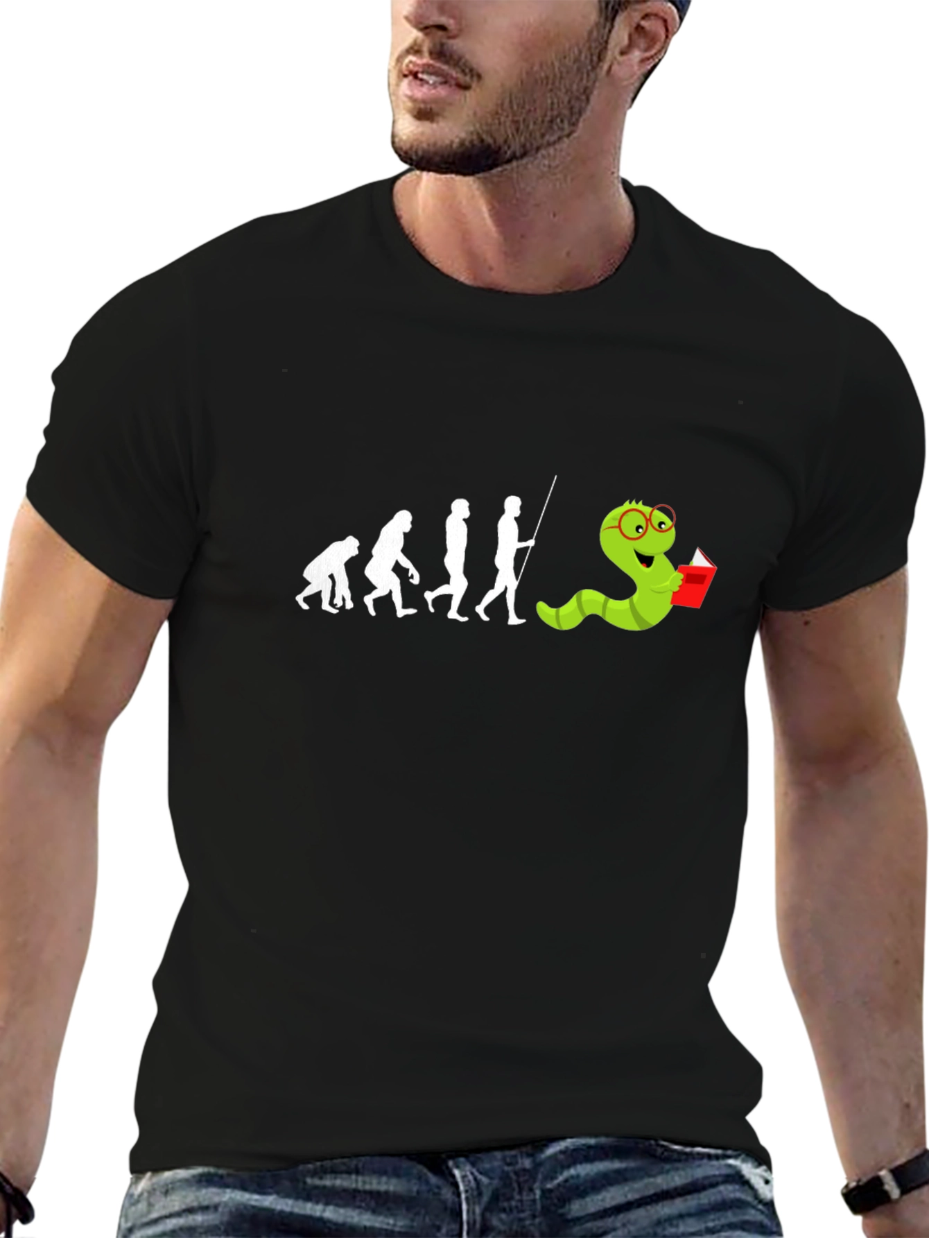 Evolution Worm Reading Book T-Shirt