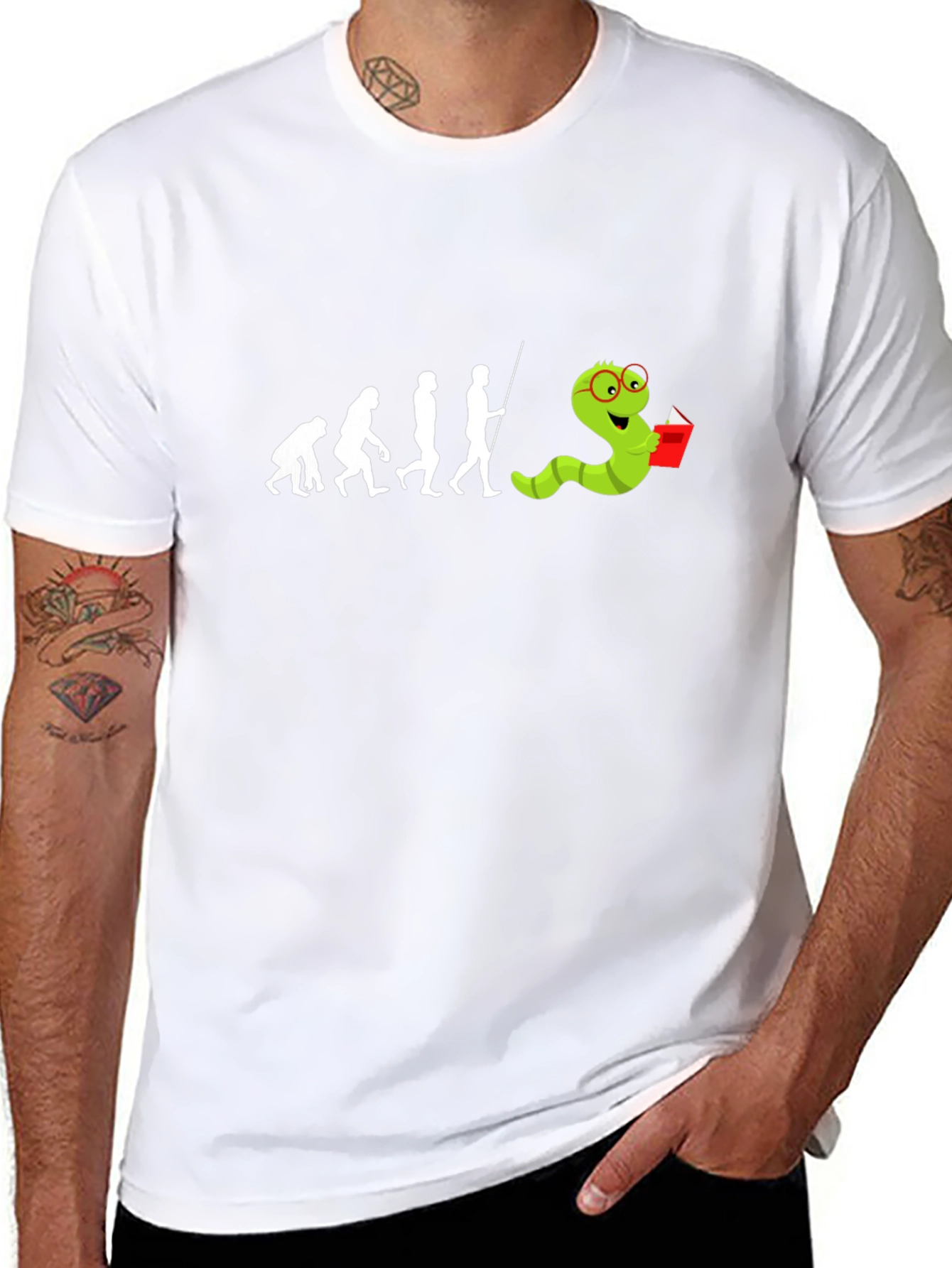 Evolution Worm Reading Book T-Shirt