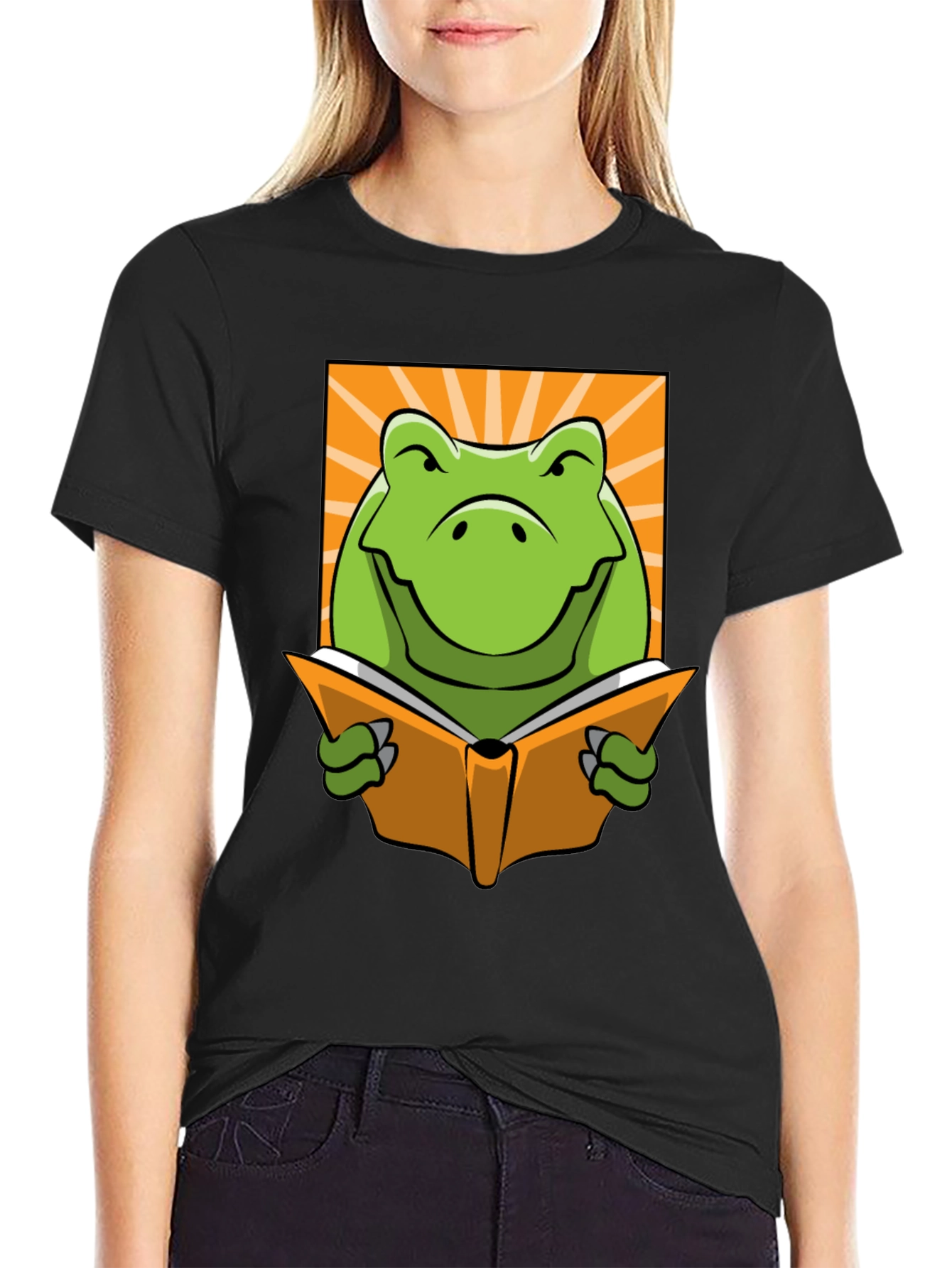 Frog Reading Book Graphic T-Shirt