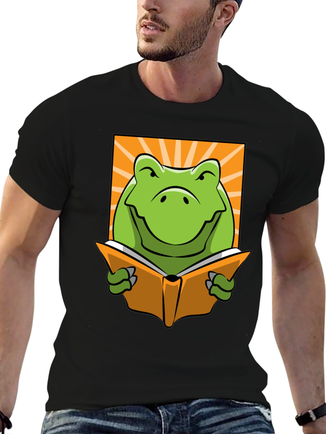 Frog Reading Book Graphic T-Shirt