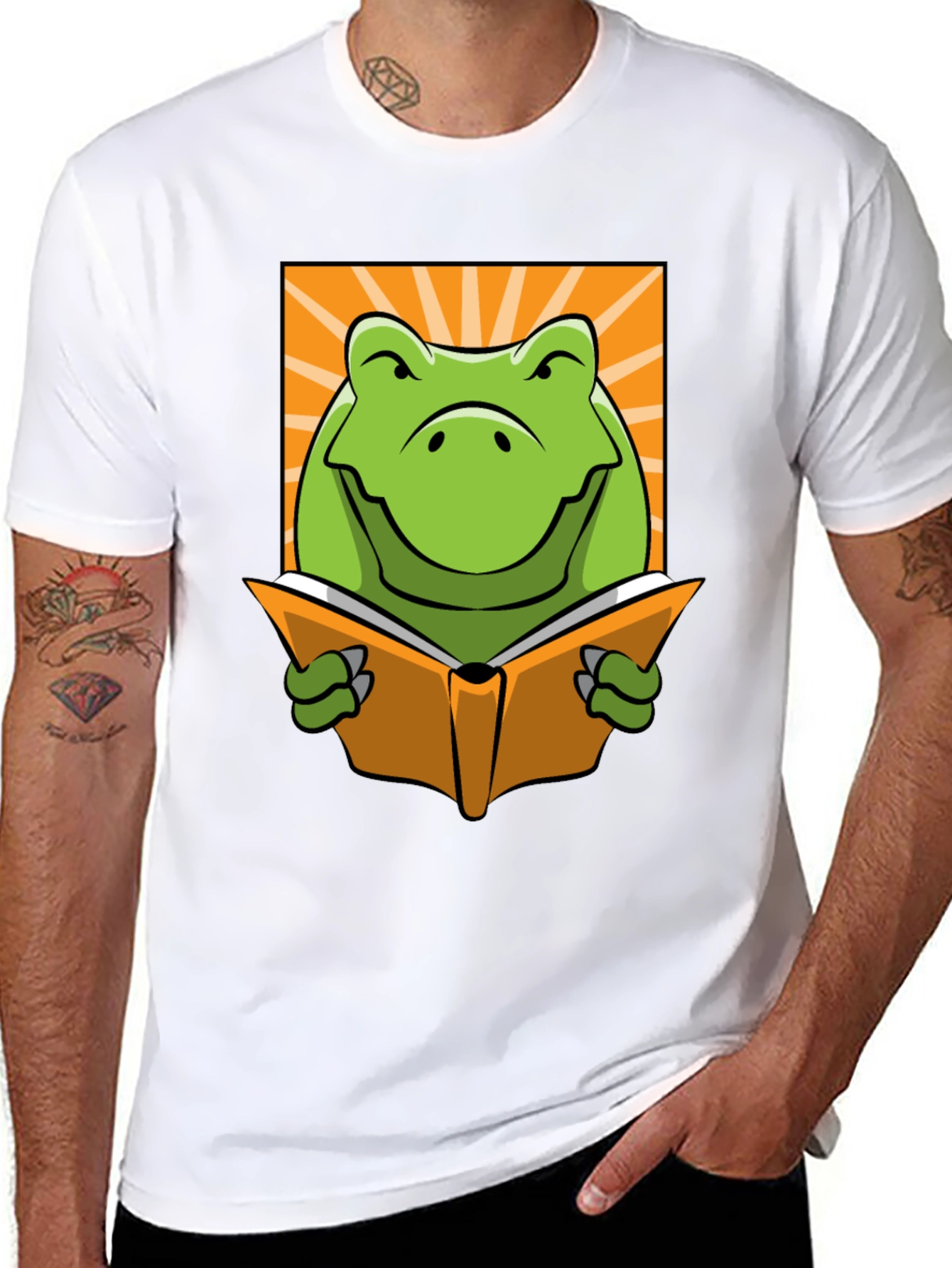 Frog Reading Book Graphic T-Shirt