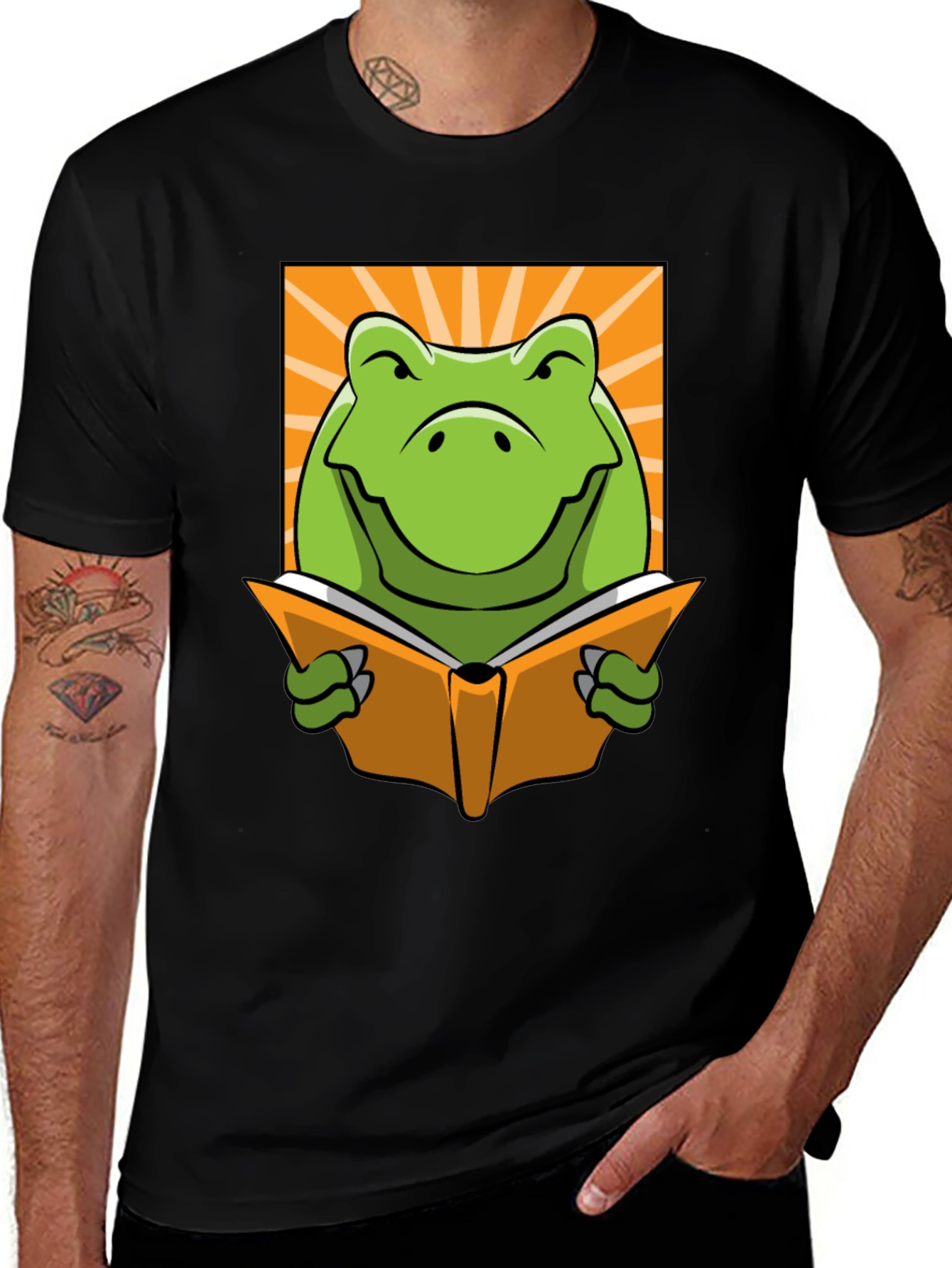 Frog Reading Book Graphic T-Shirt