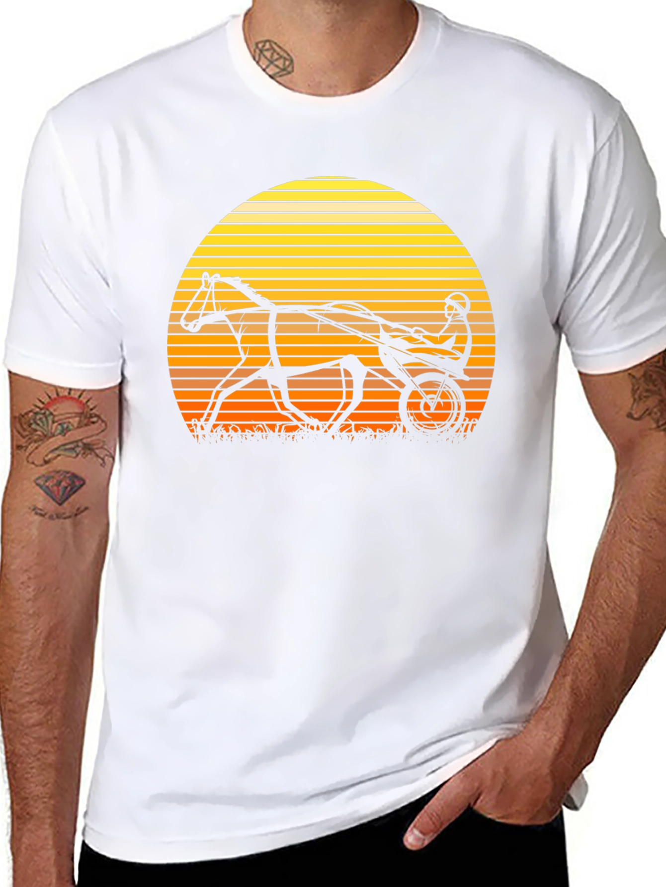 Retro Horse and Buggy T-Shirt - Sunset Design
