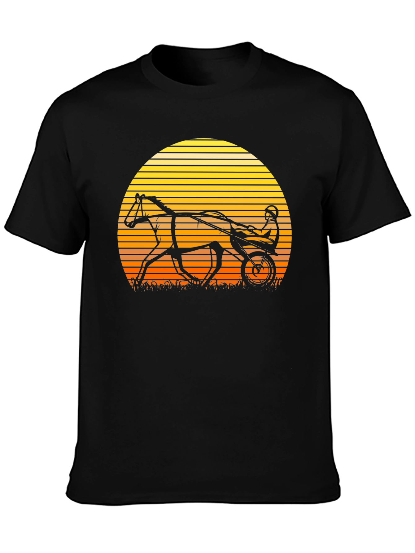 Retro Horse and Buggy T-Shirt - Sunset Design