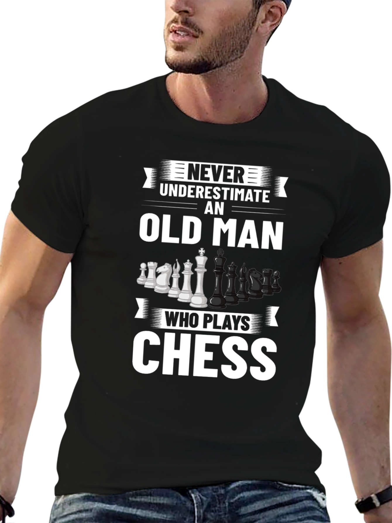 Never Underestimate Chess Old Man T-Shirt