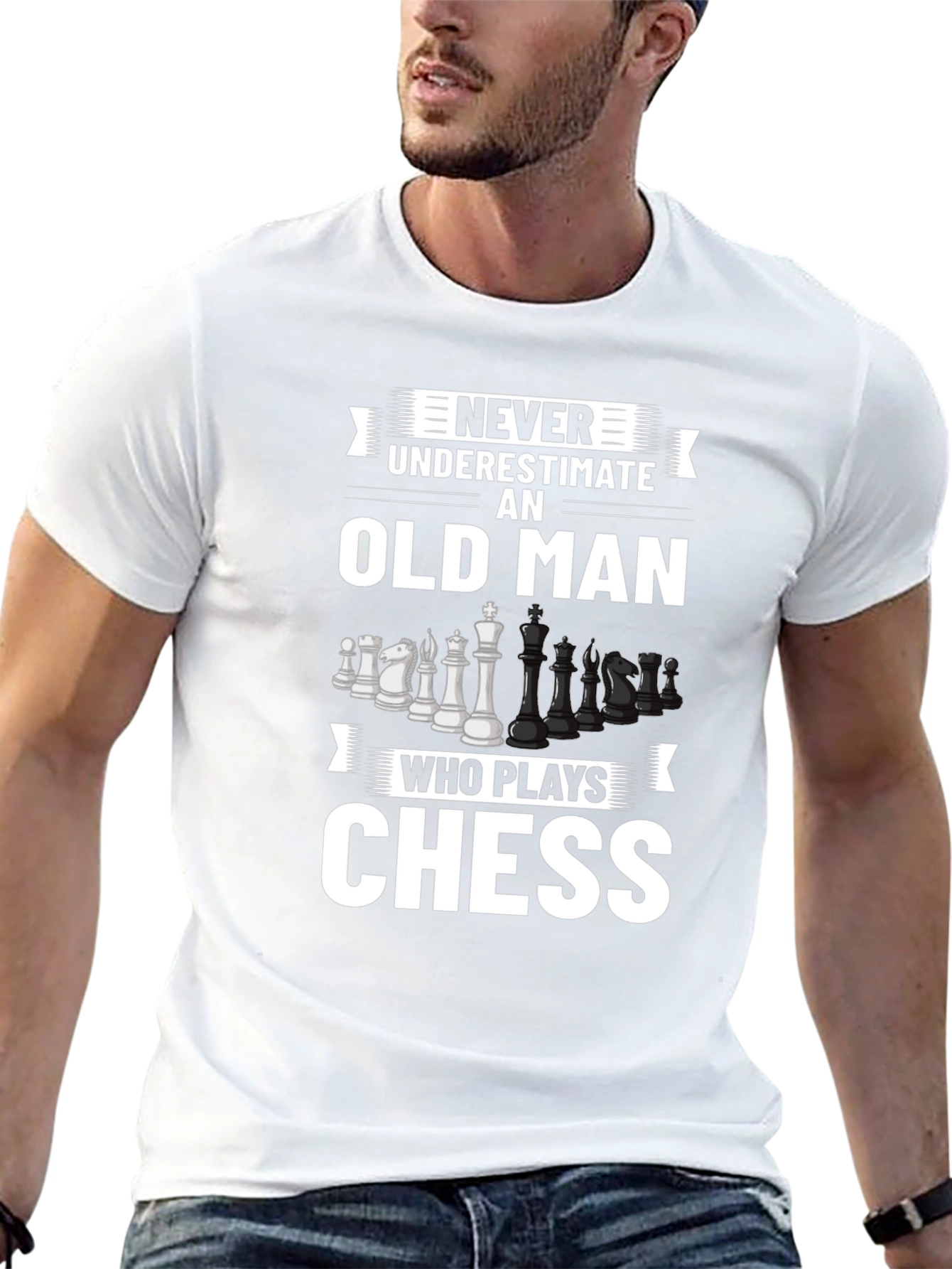 Never Underestimate Chess Old Man T-Shirt