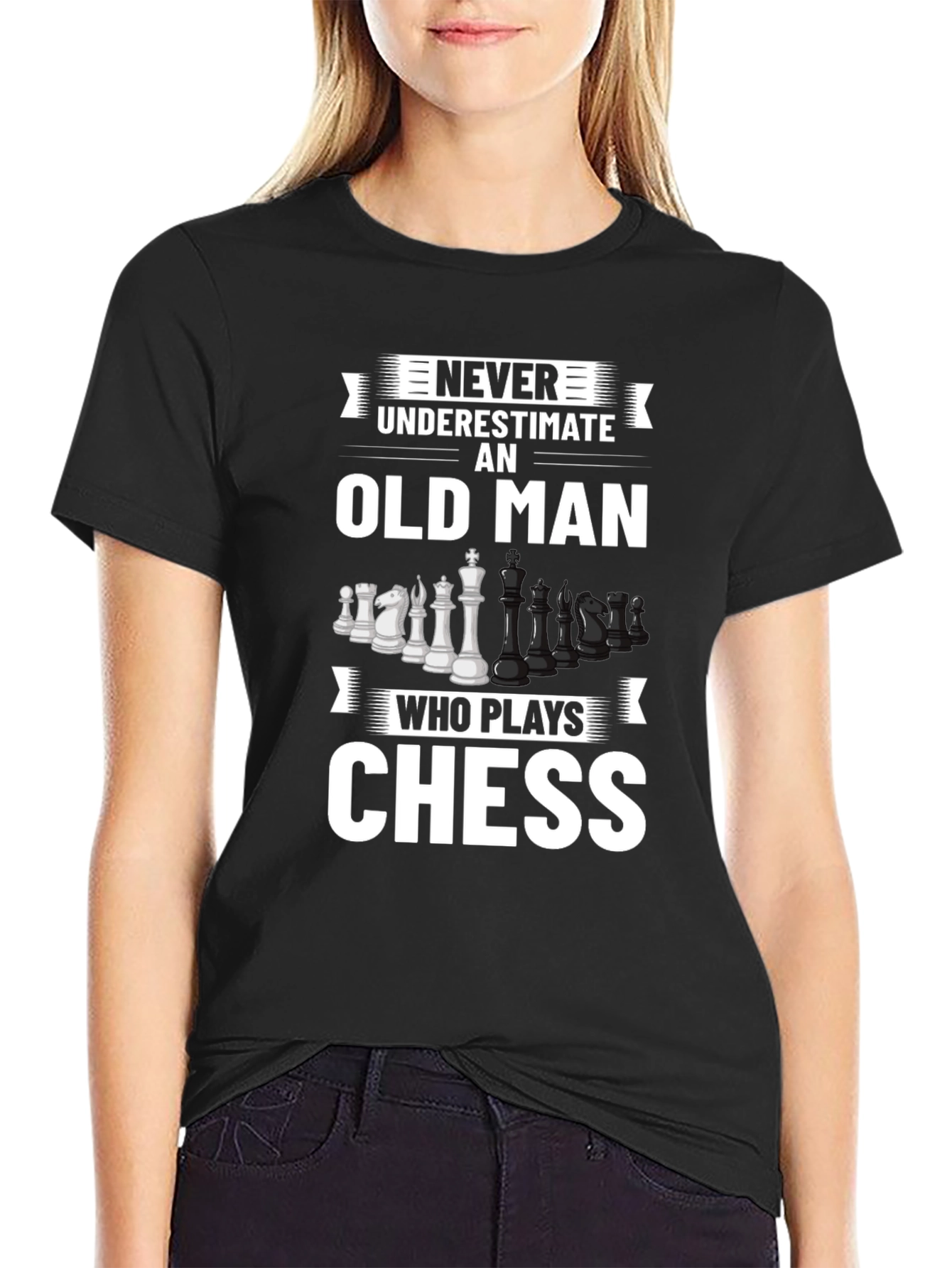 Never Underestimate Chess Old Man T-Shirt