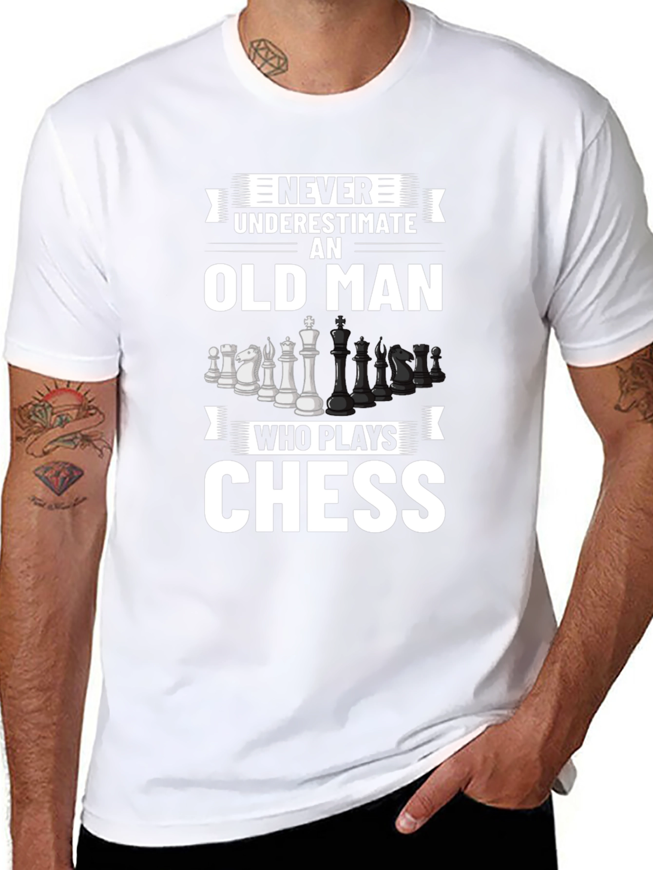 Never Underestimate Chess Old Man T-Shirt