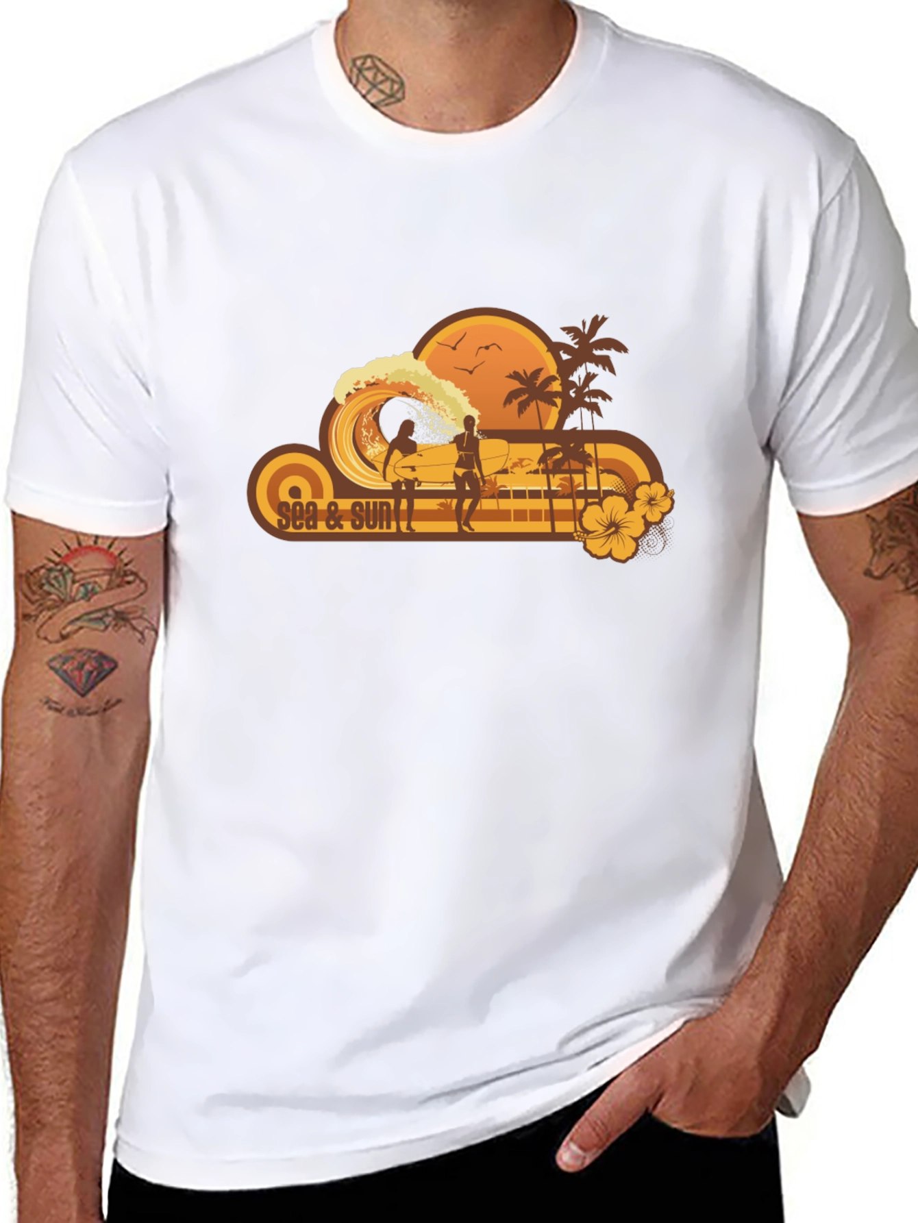 Sea & Sun Graphic Black T-Shirt