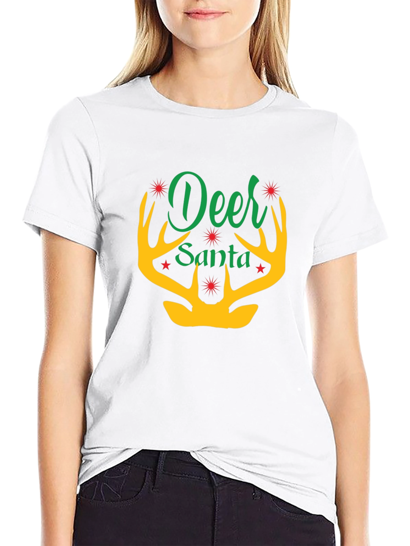 Deer Santa T-Shirt - Holiday Graphic Tee