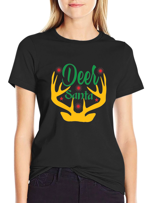 Deer Santa T-Shirt - Holiday Graphic Tee