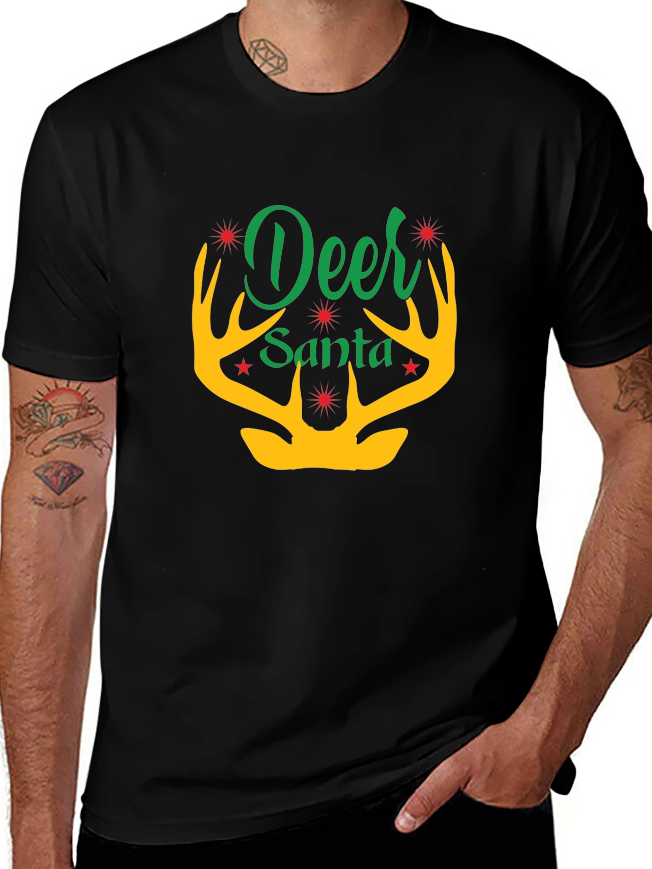 Deer Santa T-Shirt - Holiday Graphic Tee