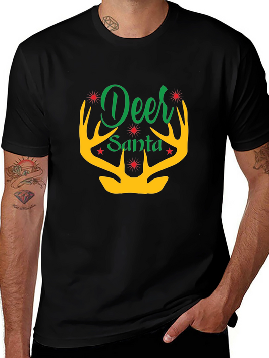 Deer Santa T-Shirt - Holiday Graphic Tee