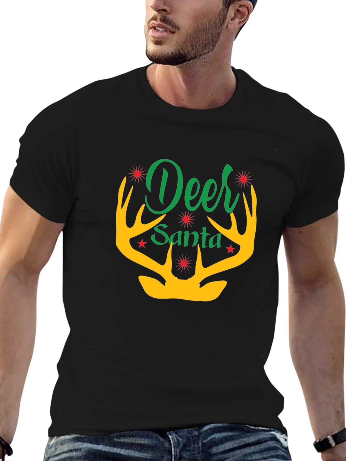 Deer Santa T-Shirt - Holiday Graphic Tee
