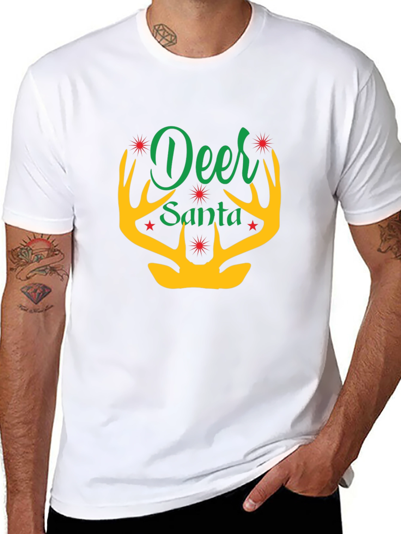 Deer Santa T-Shirt - Holiday Graphic Tee