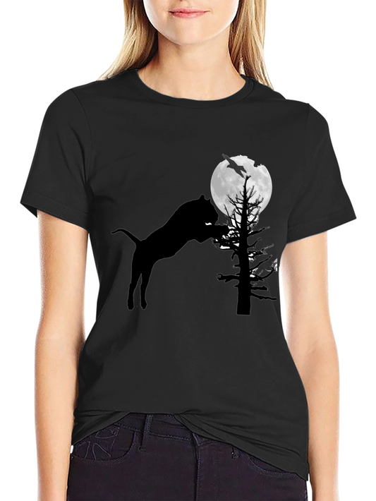 Silhouette Cat Moon T-Shirt - Unique Graphic Tee