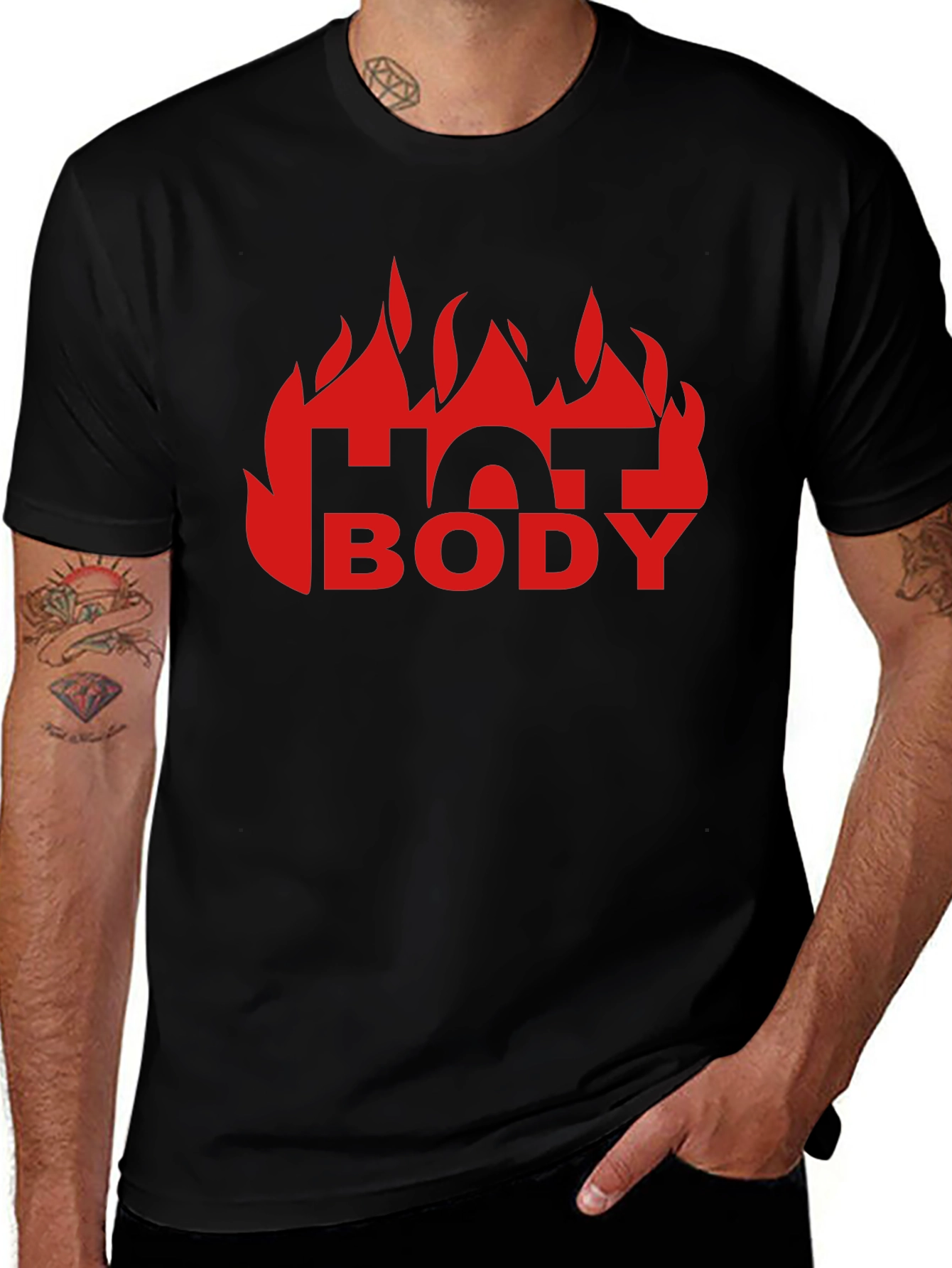 Hot Body Graphic Tee - Black Cotton T-Shirt