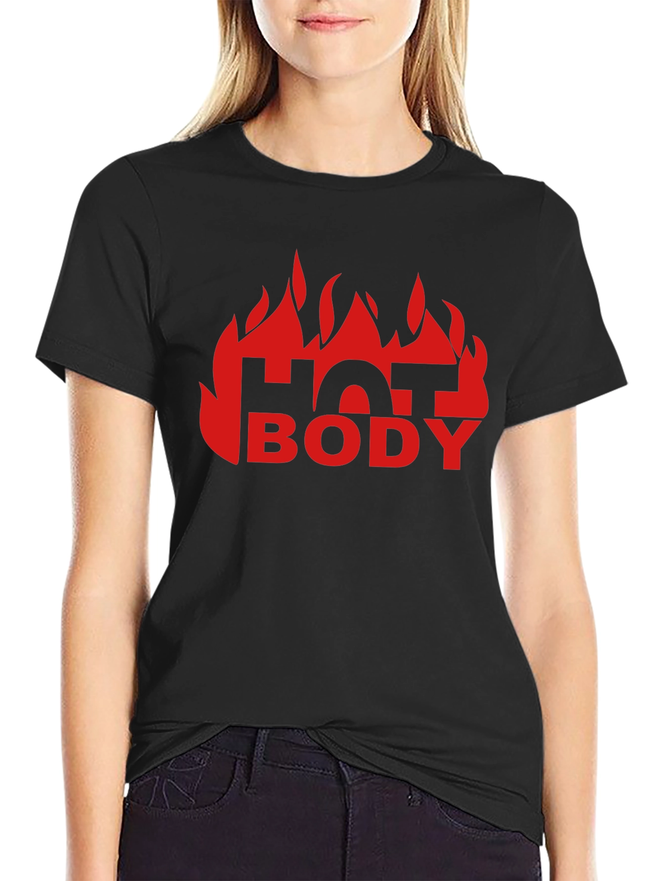 Hot Body Graphic Tee - Black Cotton T-Shirt