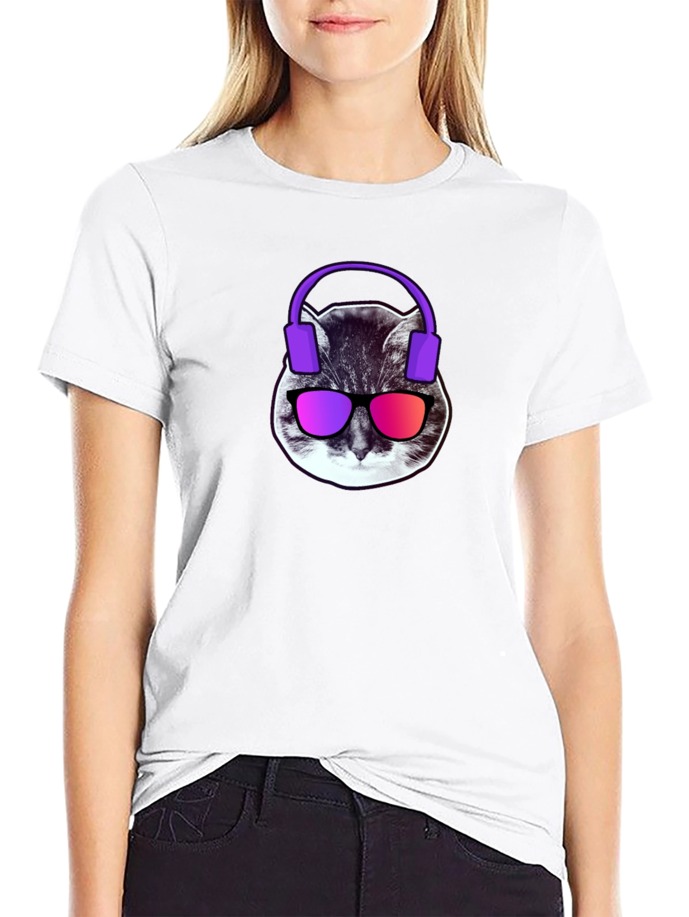 Cool Cat Graphic Tee - Headphones & Shades!
