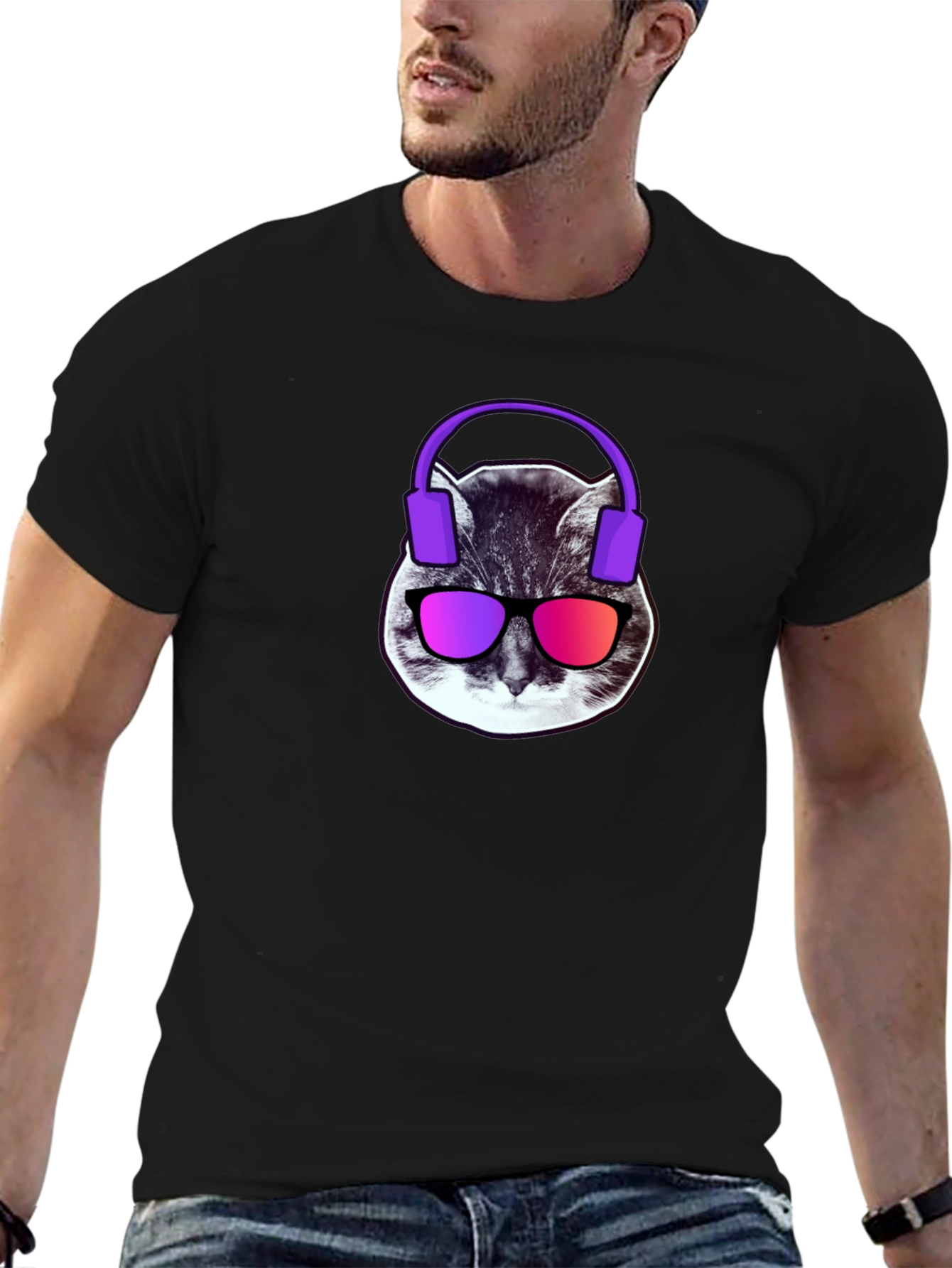 Cool Cat Graphic Tee - Headphones & Shades!
