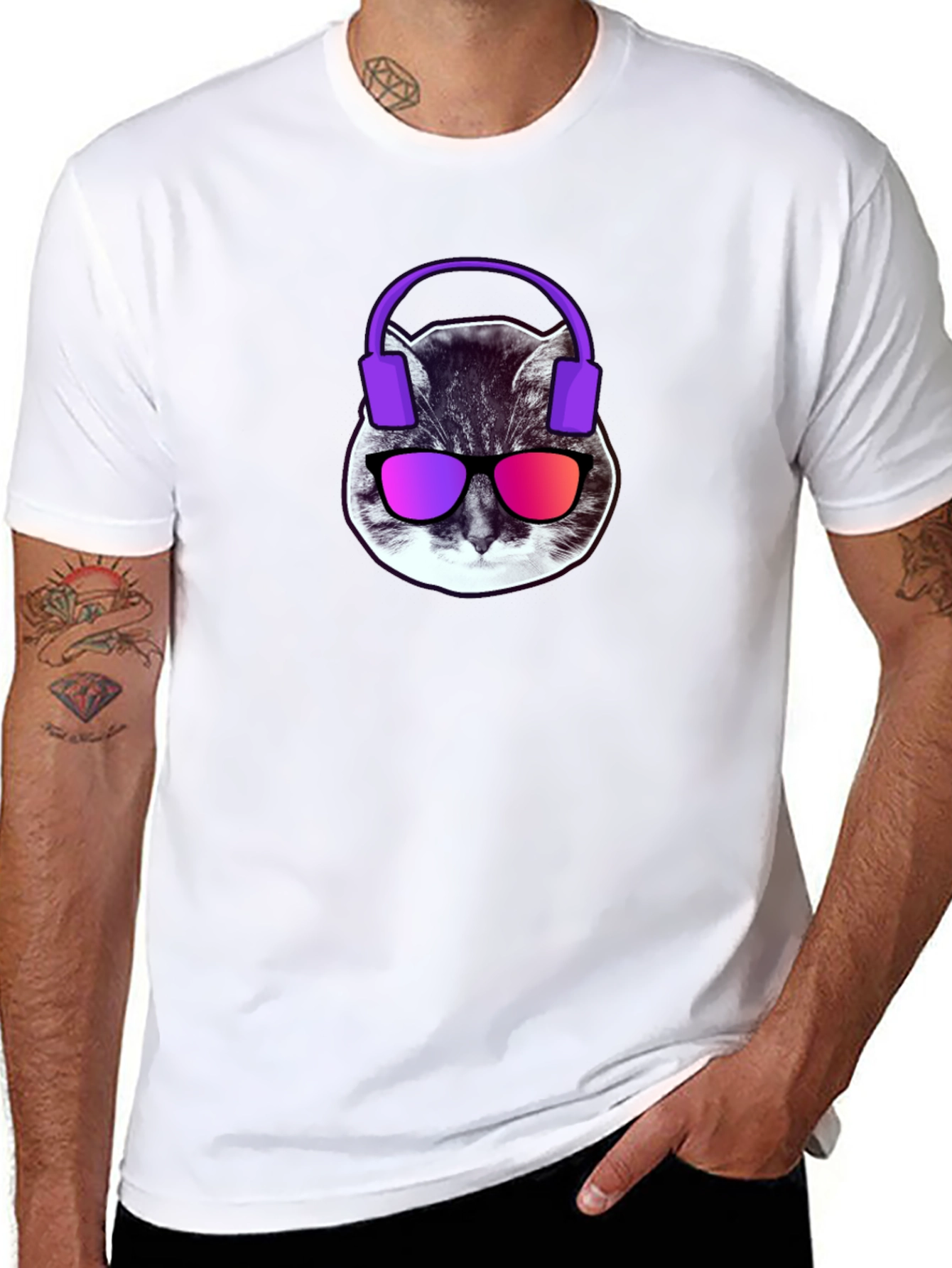Cool Cat Graphic Tee - Headphones & Shades!