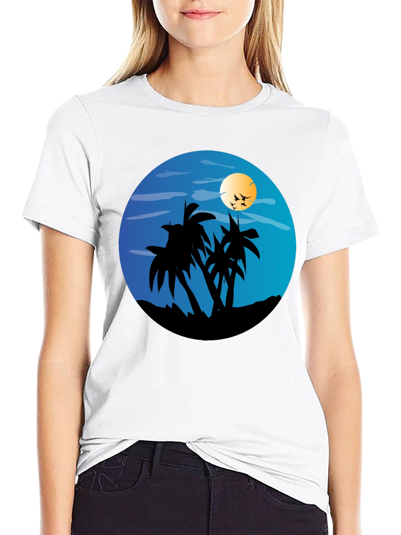 Tropical Palm Tree Sunset Graphic Tee