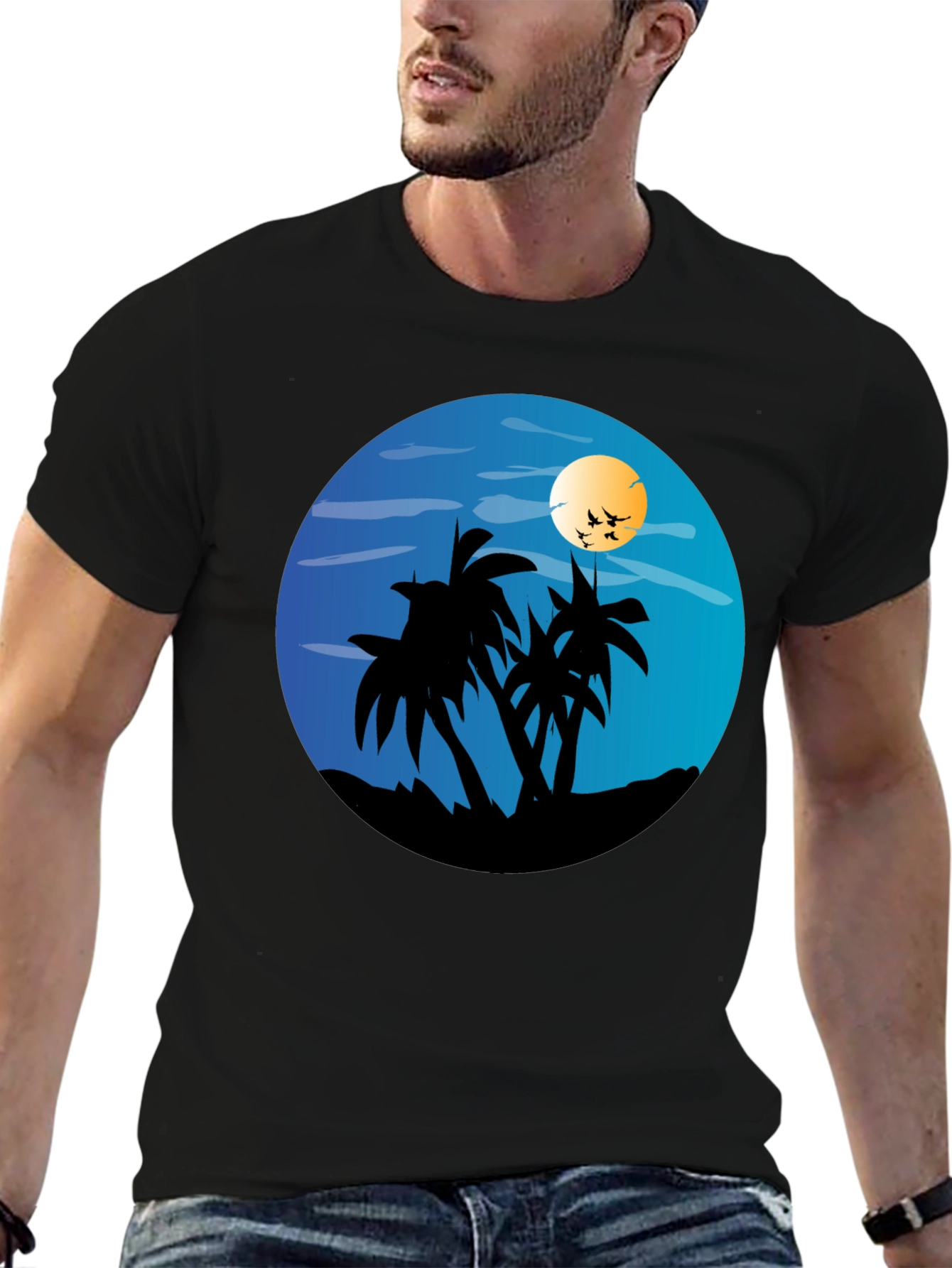 Tropical Palm Tree Sunset Graphic Tee