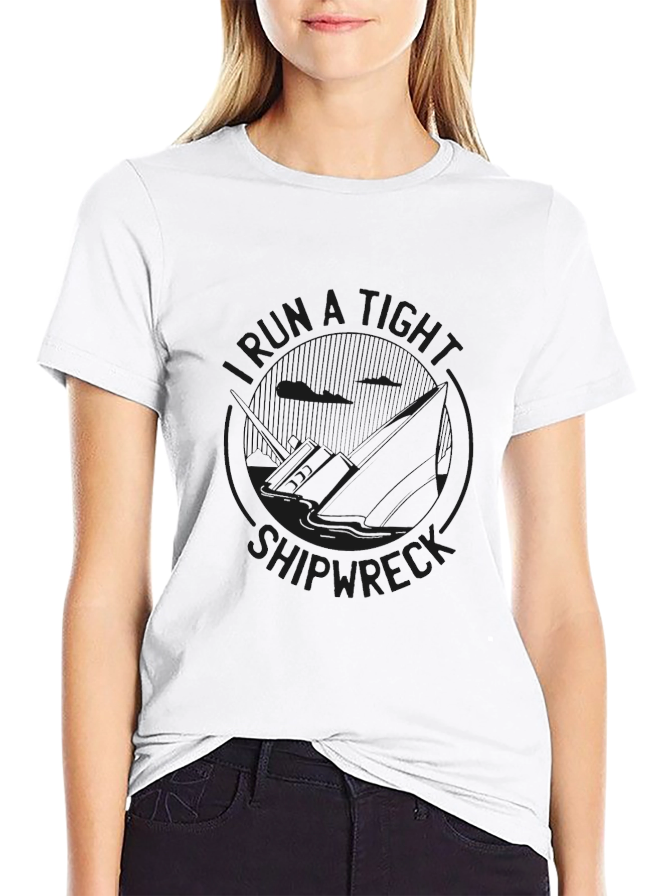 Black I Run A Tight Shipwreck Graphic Tee
