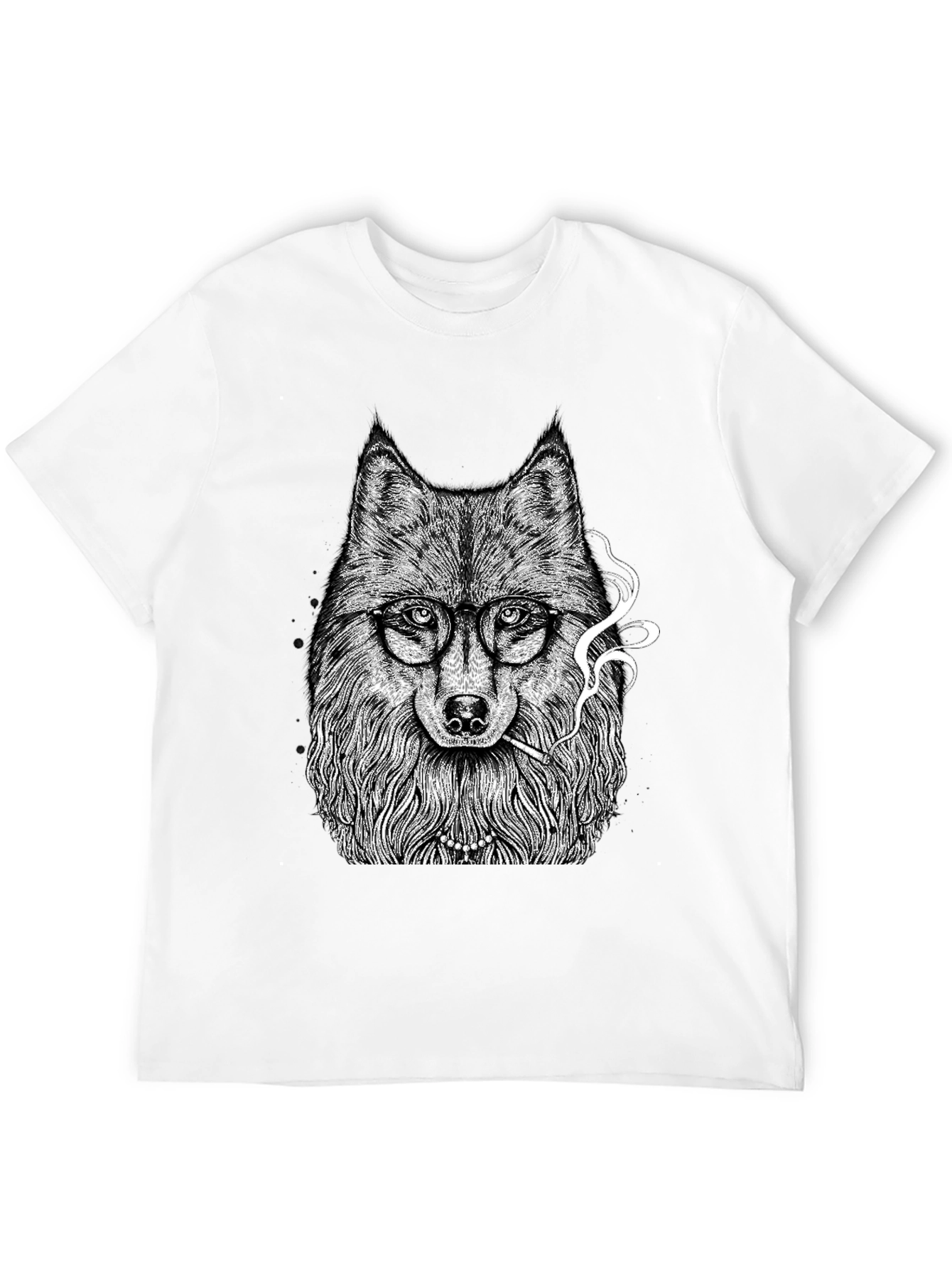 Wolf with Glasses Graphic Tee - Black