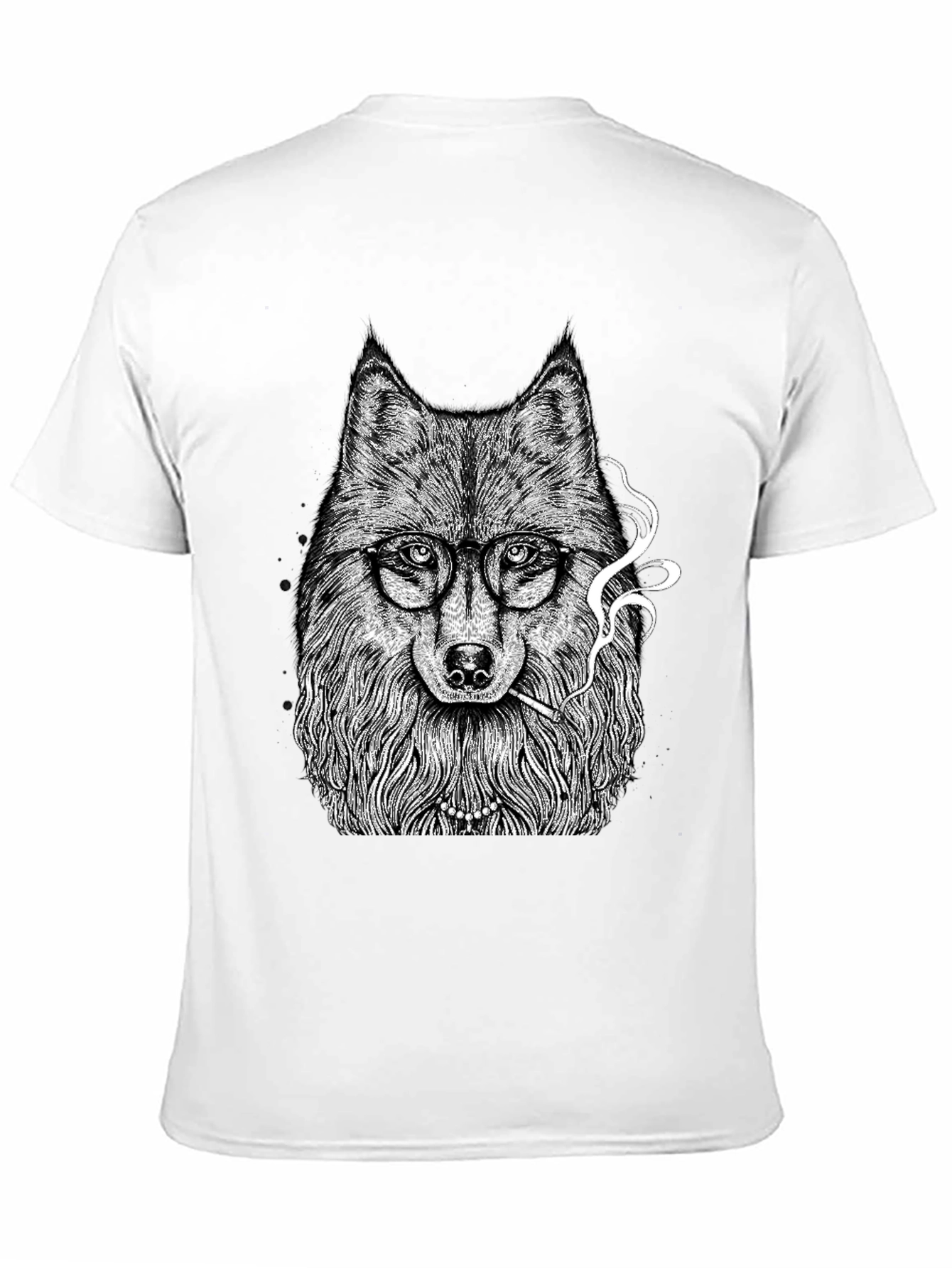 Wolf with Glasses Graphic Tee - Black