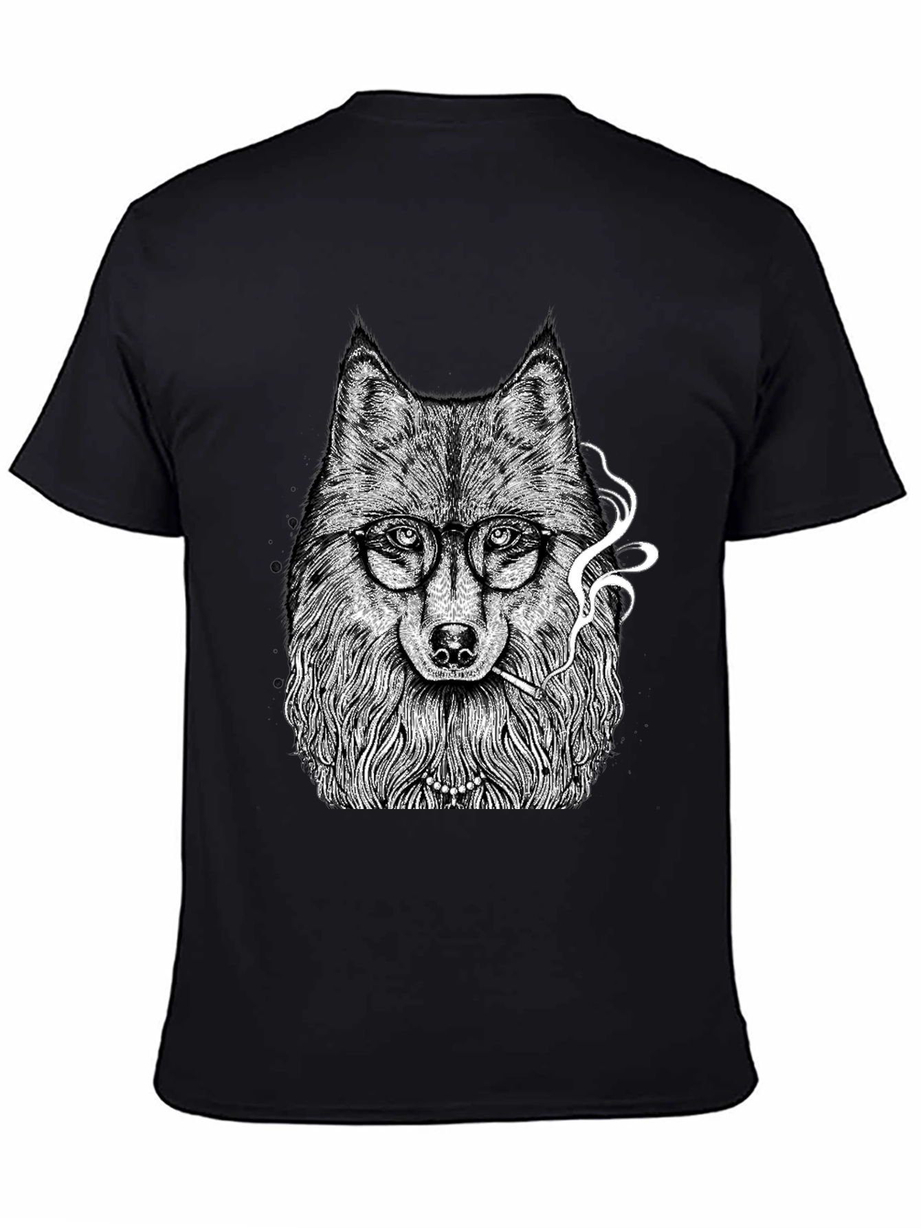 Wolf with Glasses Graphic Tee - Black