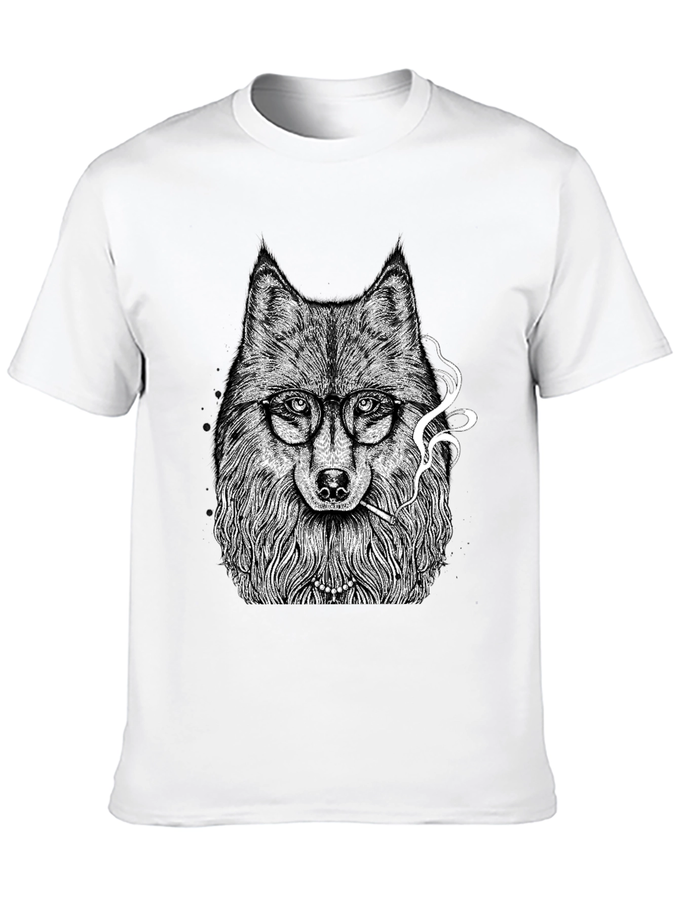 Wolf with Glasses Graphic Tee - Black