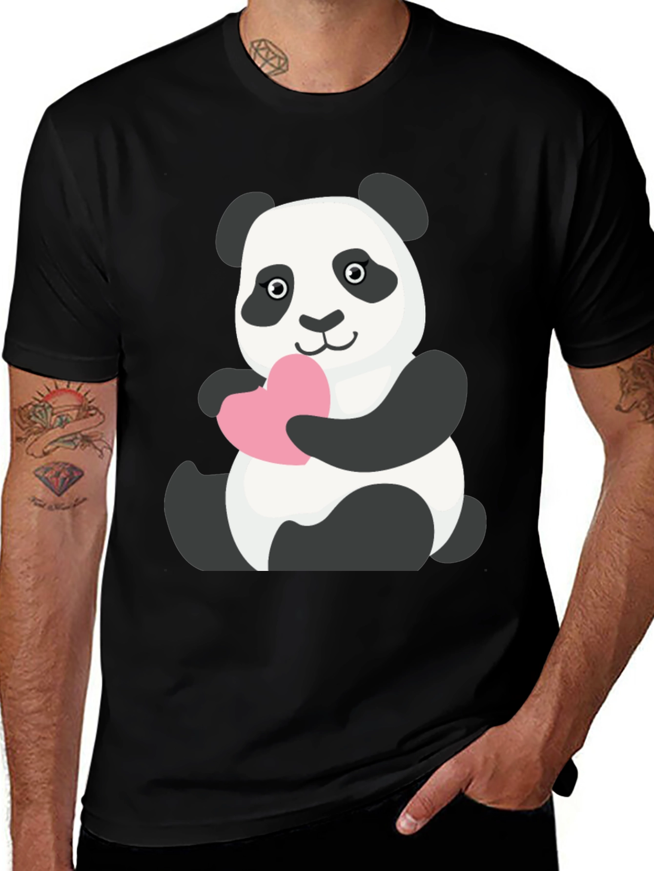 Cute Panda Holding Heart T-Shirt