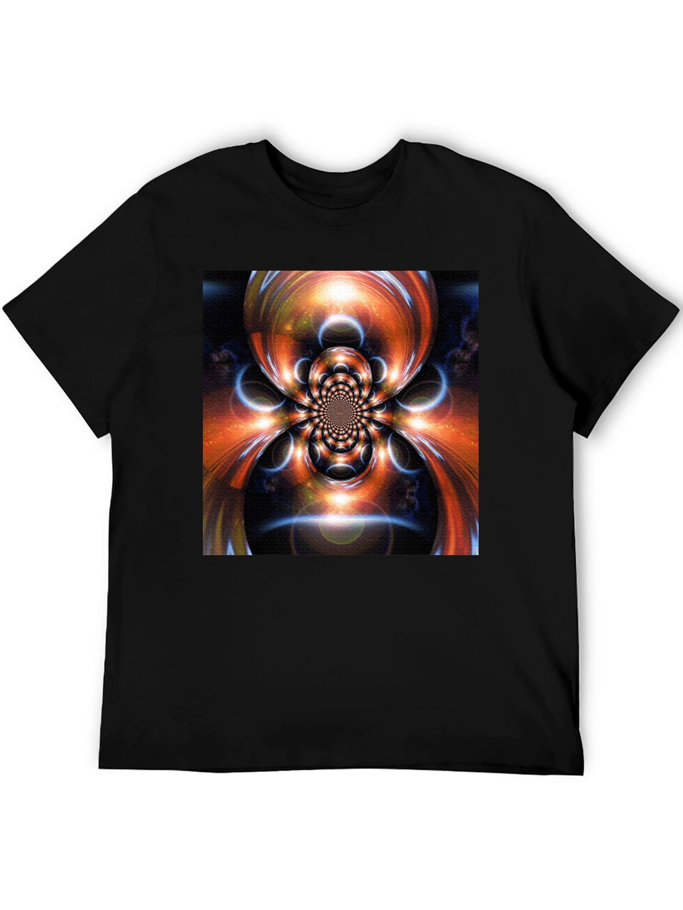 Abstract Fractal Graphic Print Black T-Shirt