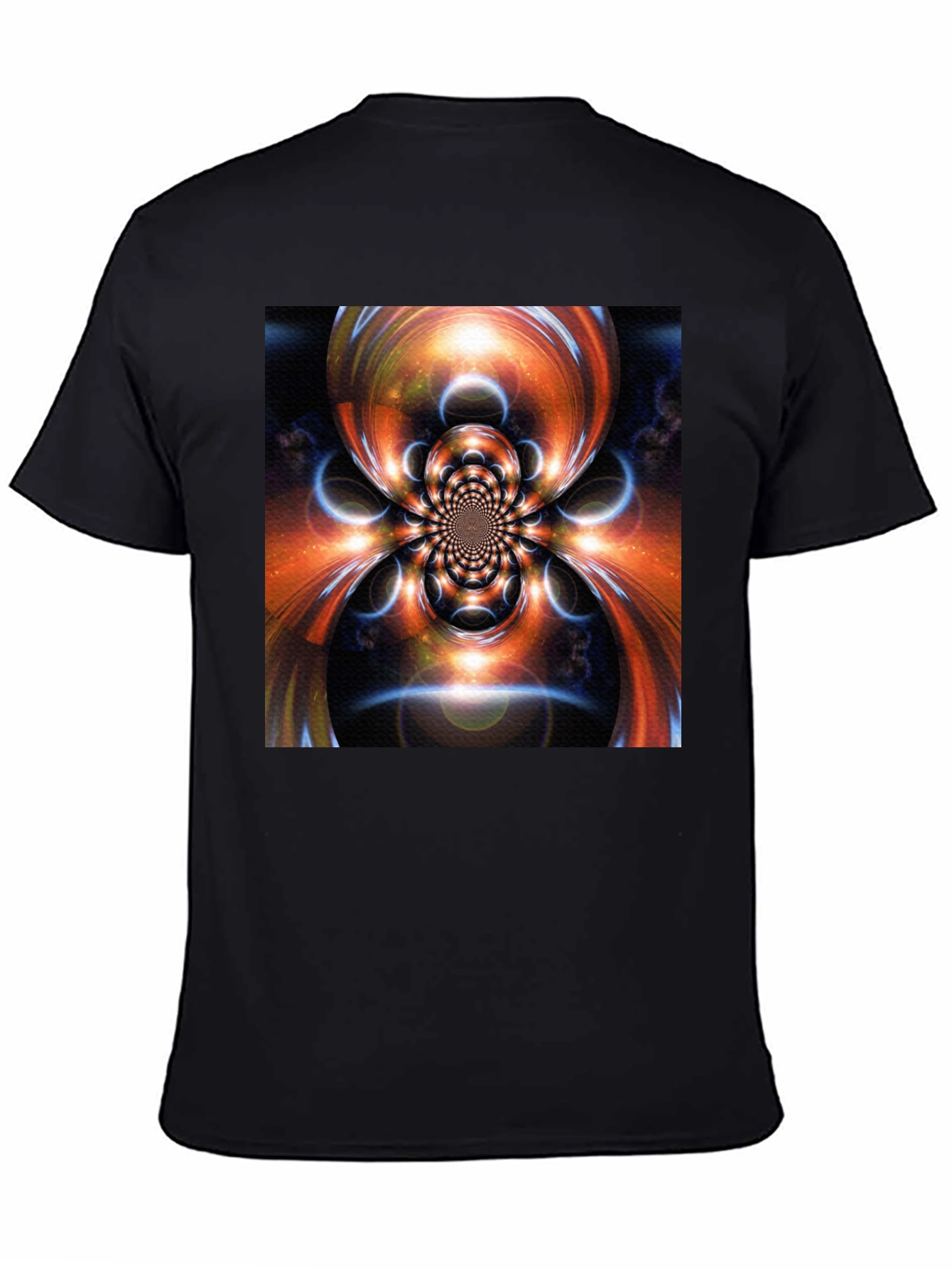 Abstract Fractal Graphic Print Black T-Shirt