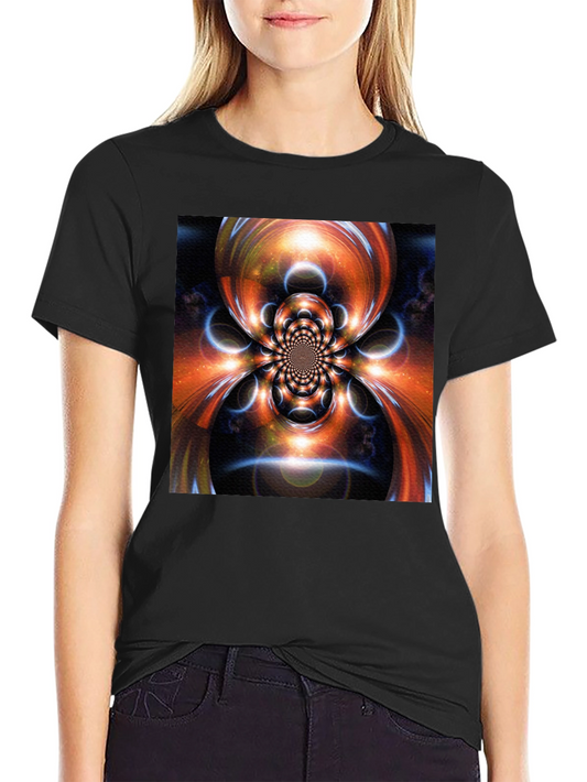Abstract Fractal Graphic Print Black T-Shirt