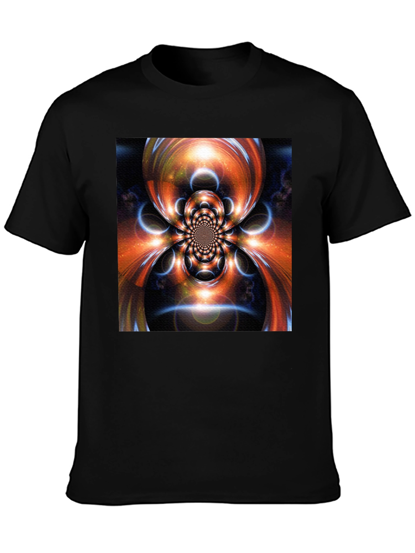 Abstract Fractal Graphic Print Black T-Shirt