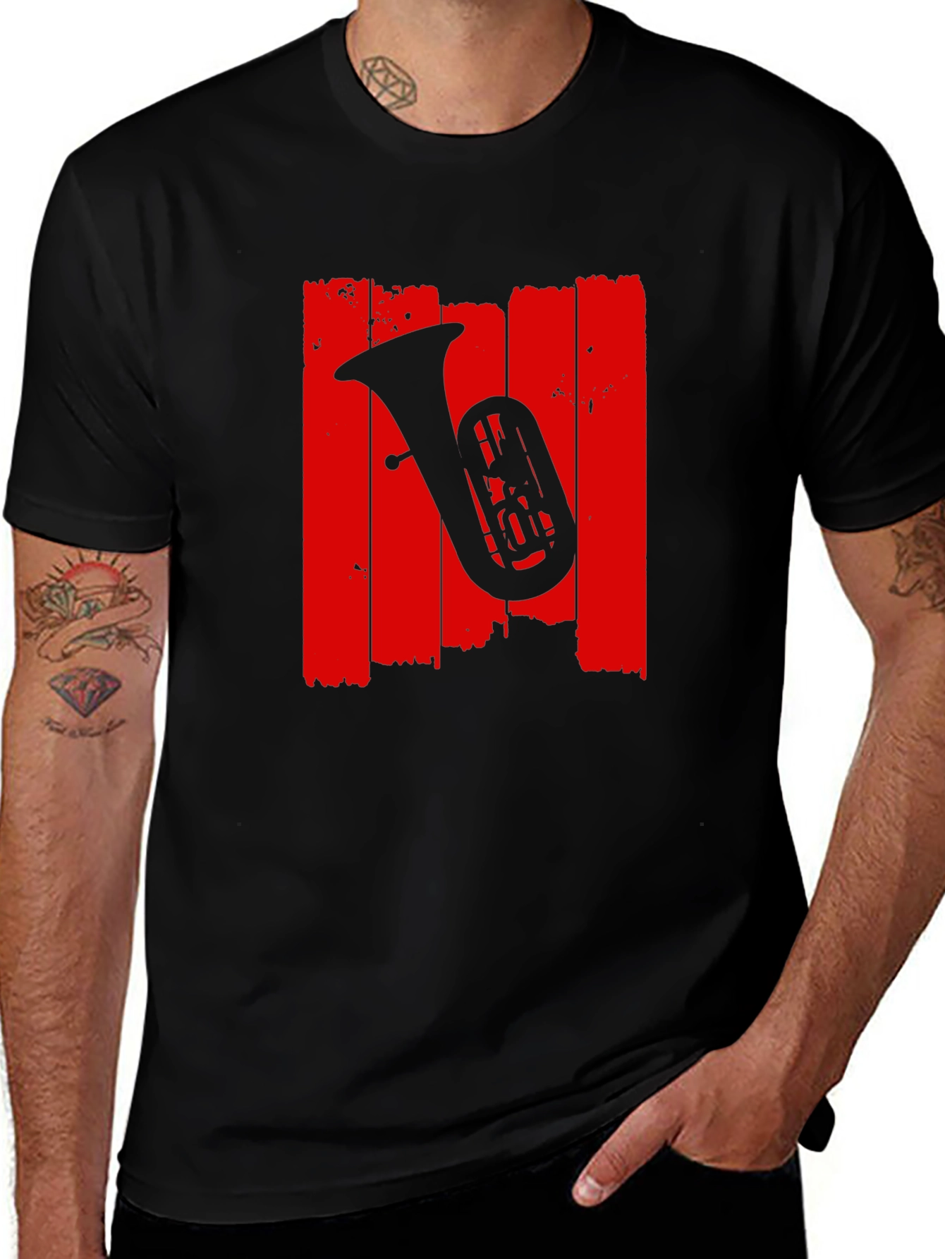 Tuba Graphic Tee - Music Lovers Black T-Shirt