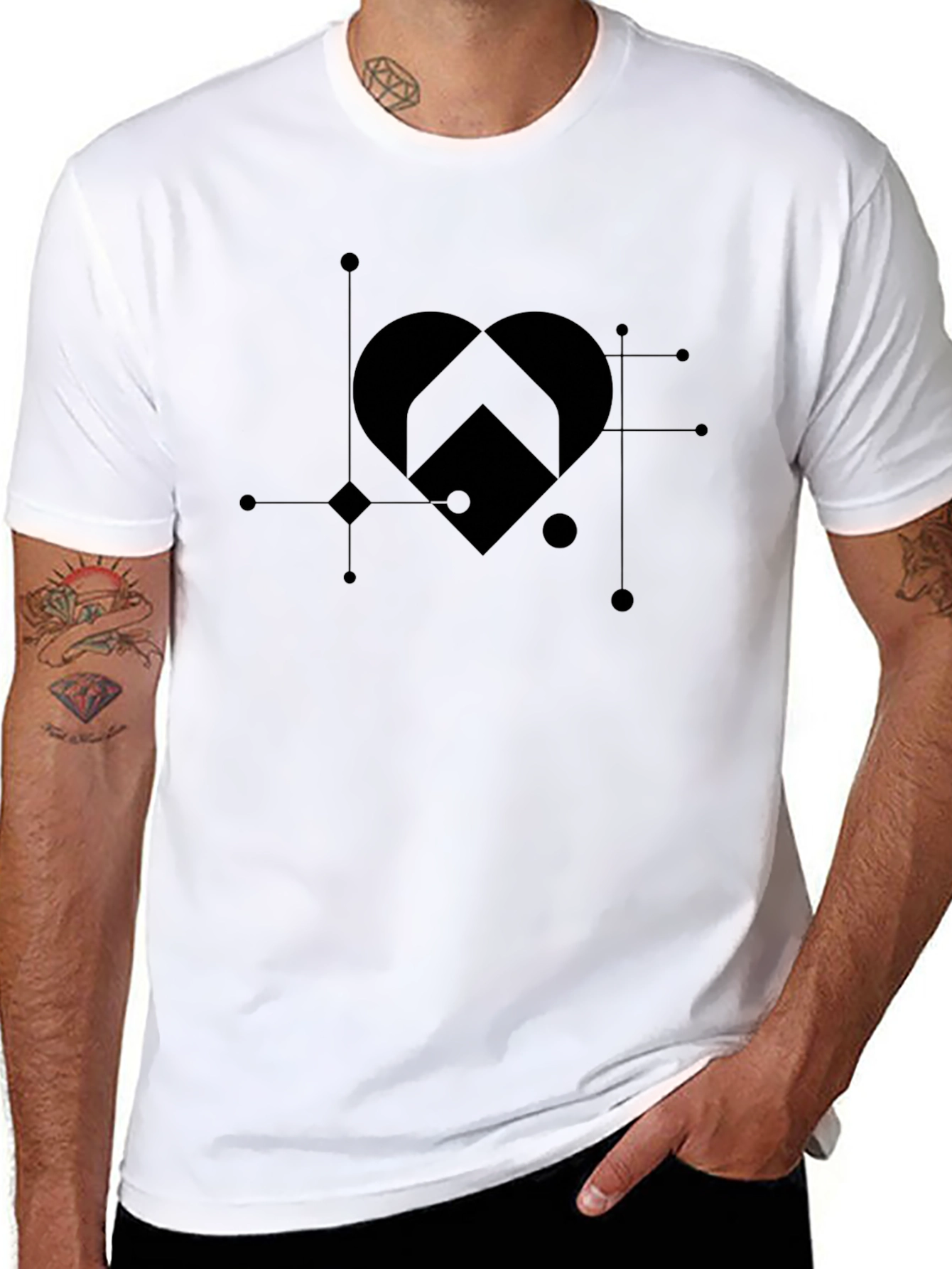 Geometric Heart Graphic Tee - Modern Style