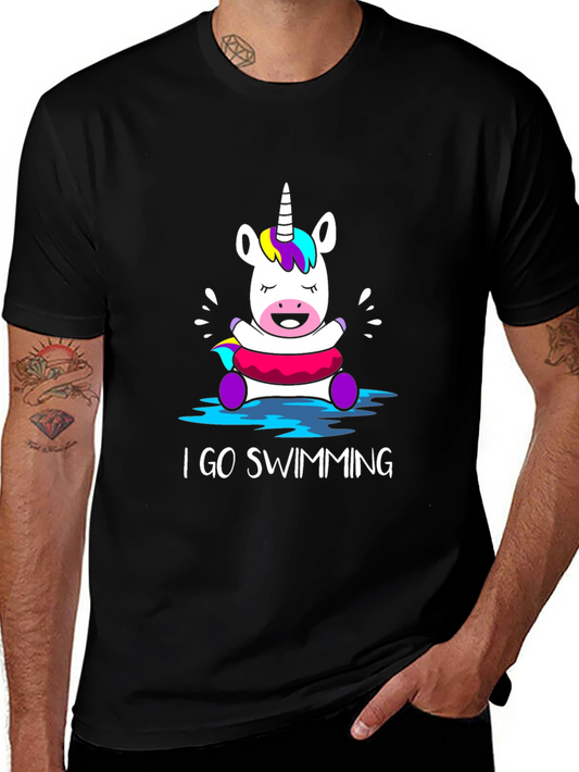 Unicorn Swimming T-Shirt - Cute Cartoon Tee