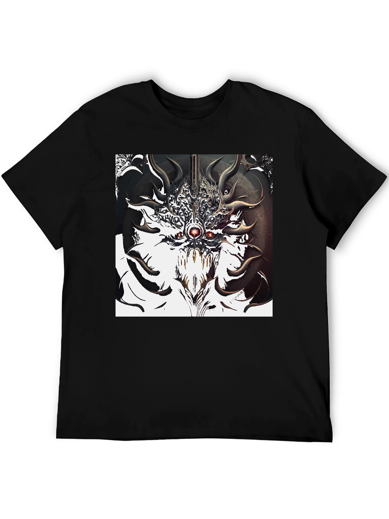 Abstract Creature Graphic Tee - Black Cotton T-Shirt
