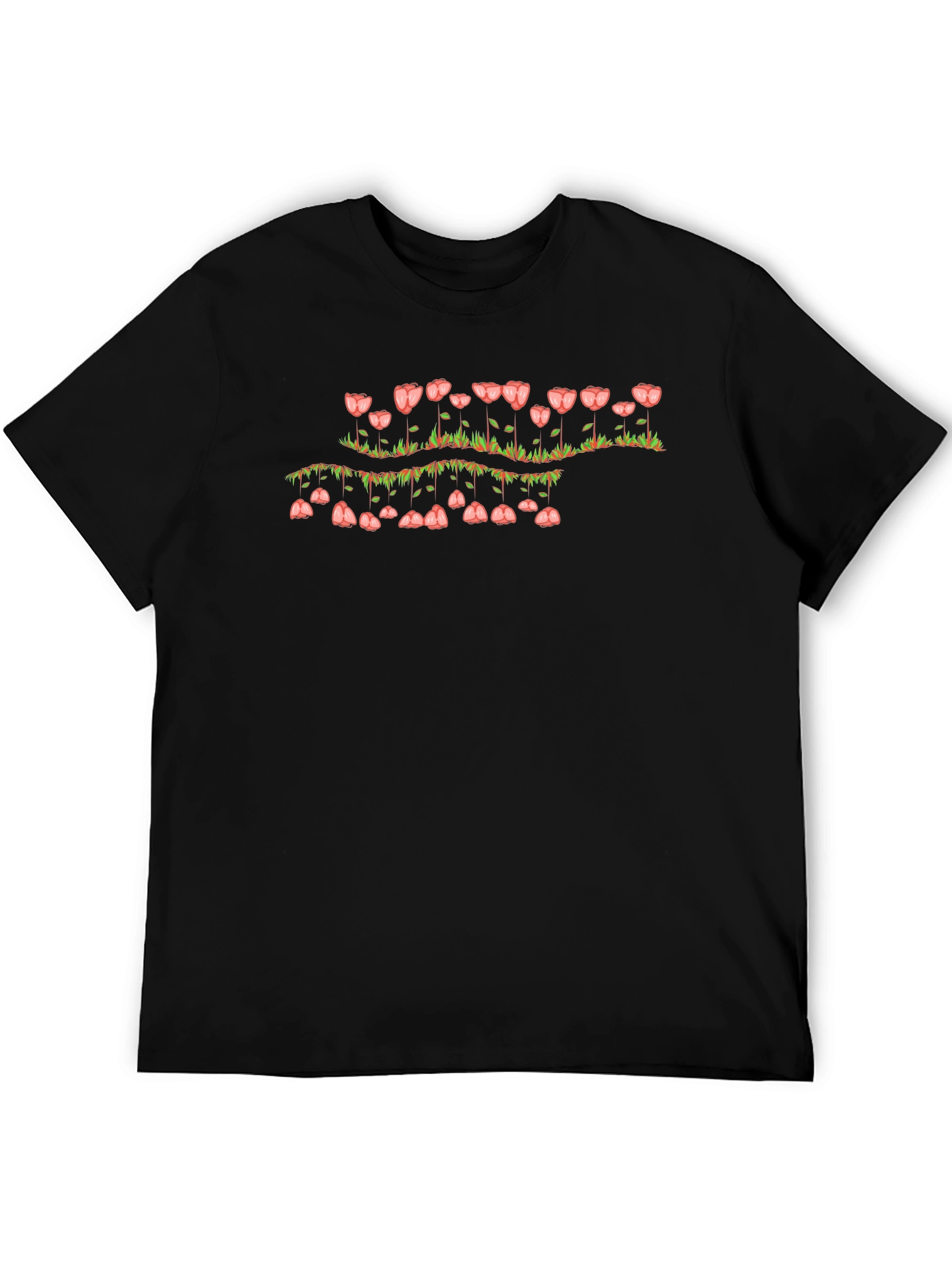 Floral Cascade Black T-Shirt