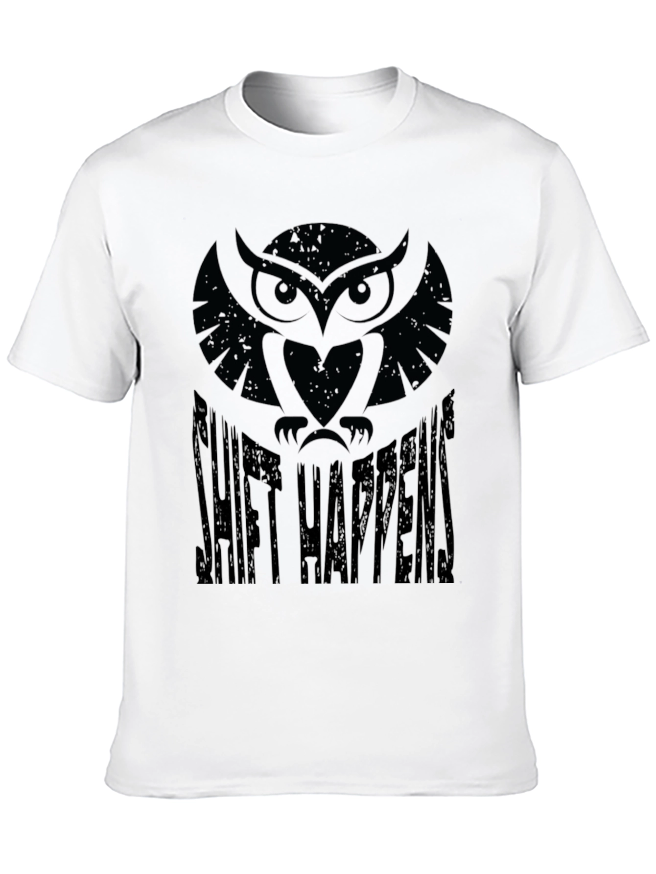 Shift Happens Owl Graphic Print Mens T-Shirt