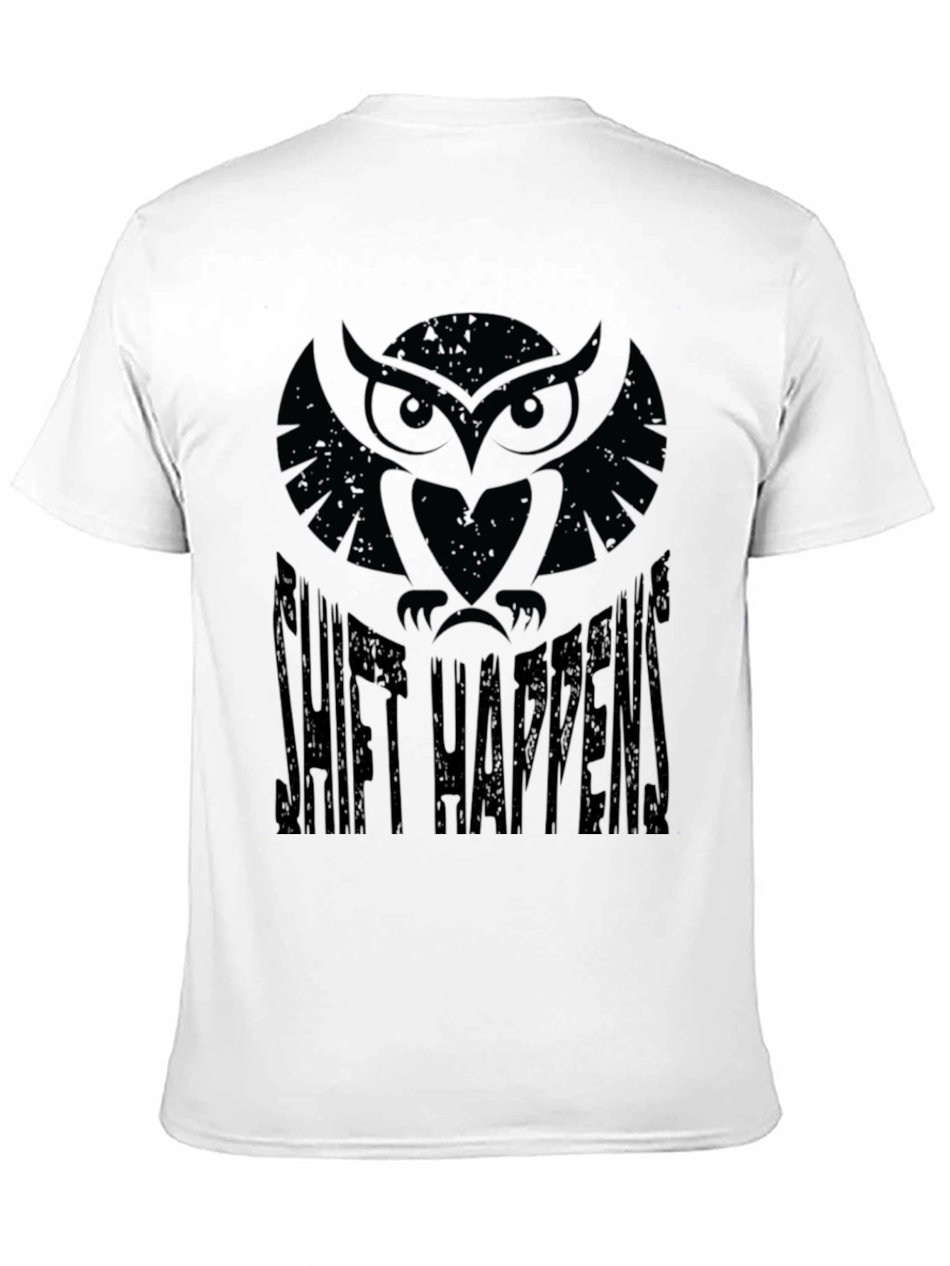 Shift Happens Owl Graphic Print Mens T-Shirt