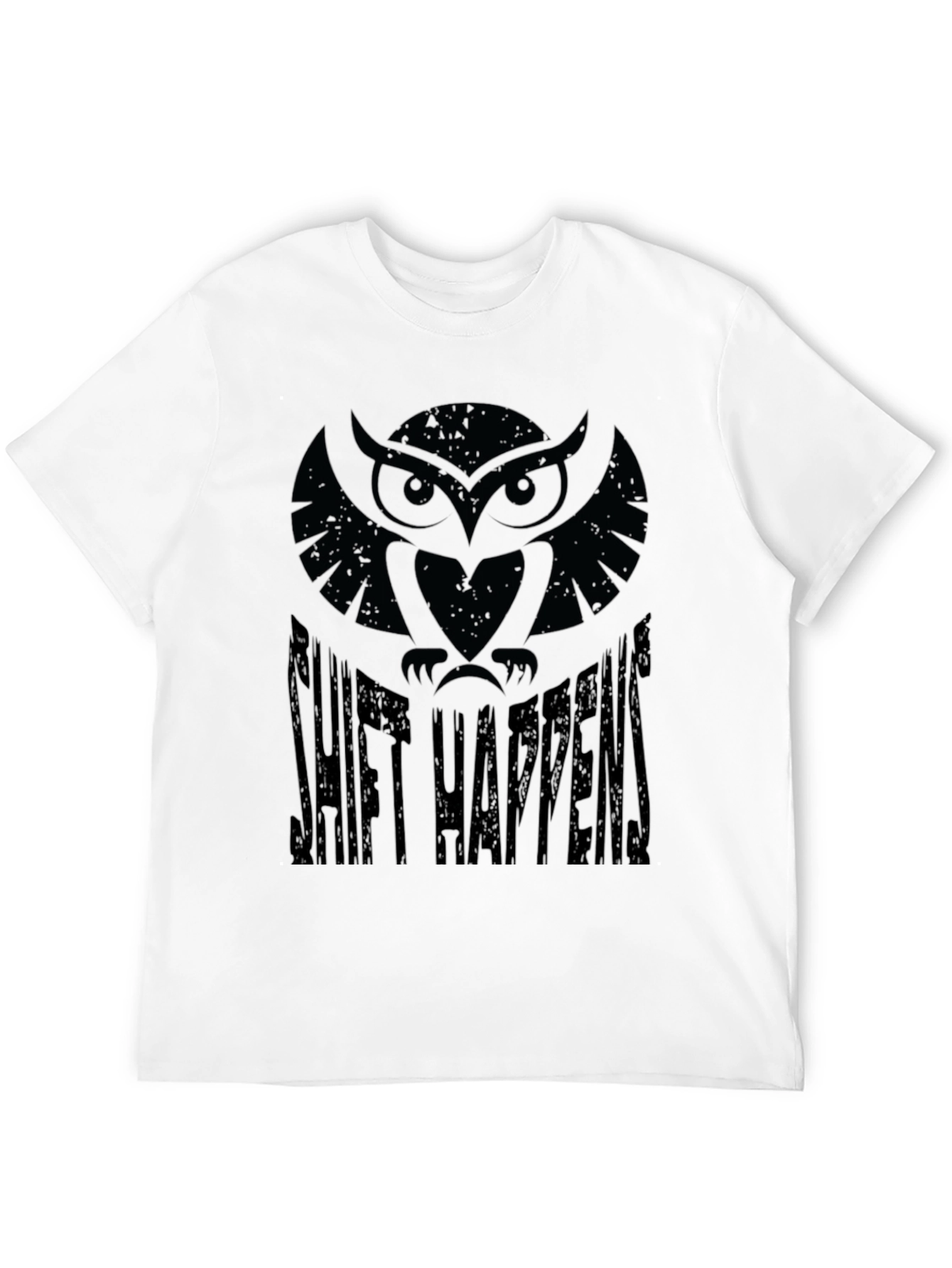 Shift Happens Owl Graphic Print Mens T-Shirt